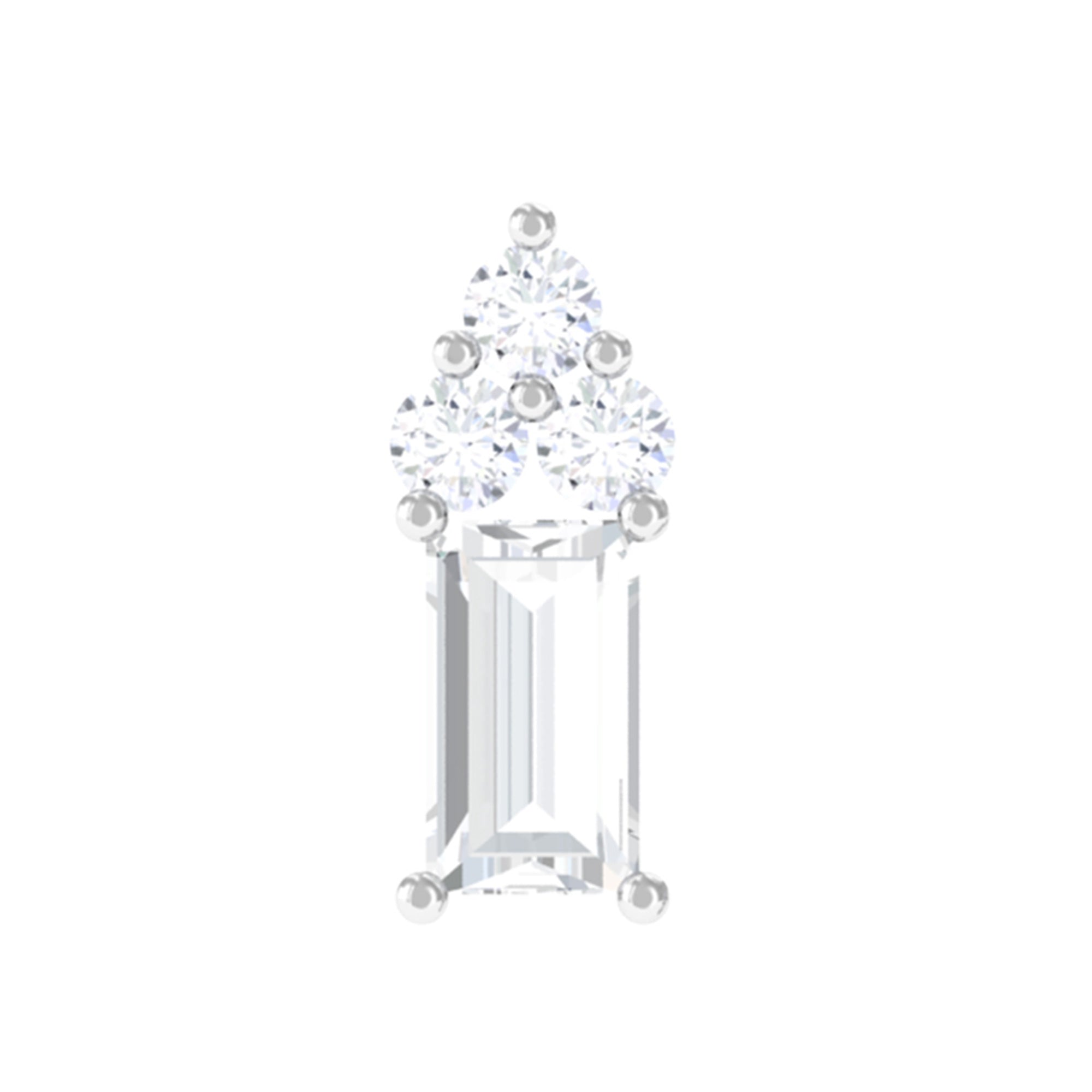 Baguette and Round Cut Moissanite Cluster Cartilage Earring Moissanite - ( D-VS1 ) - Color and Clarity - Rosec Jewels