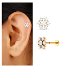 Rosec Jewels-Round Cut Moissanite Cluster Floral Cartilage Earring