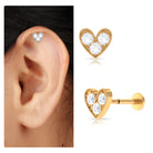 Rosec Jewels-Unique Moissanite Heart Earring for Cartilage Piercing