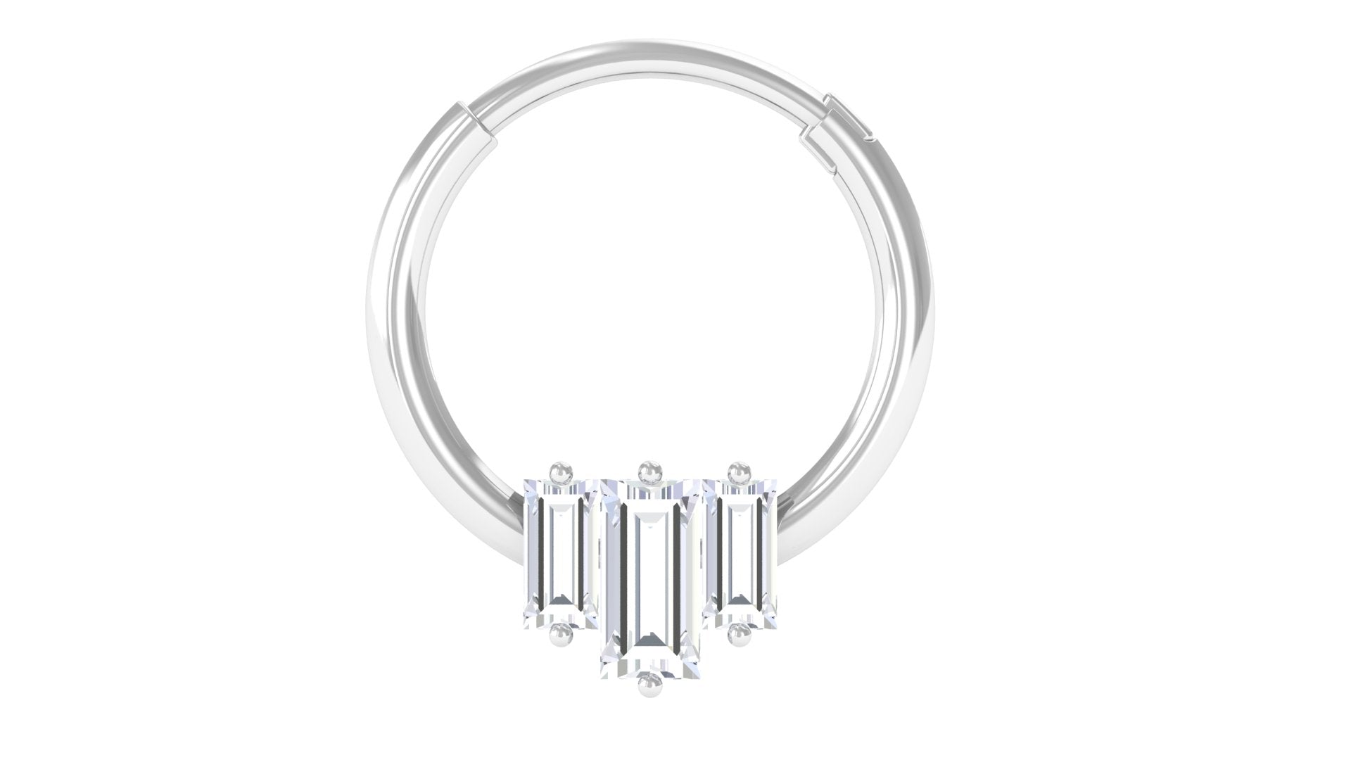 Rosec Jewels-Baguette Moissanite Hoop Earring for Daith Piercing