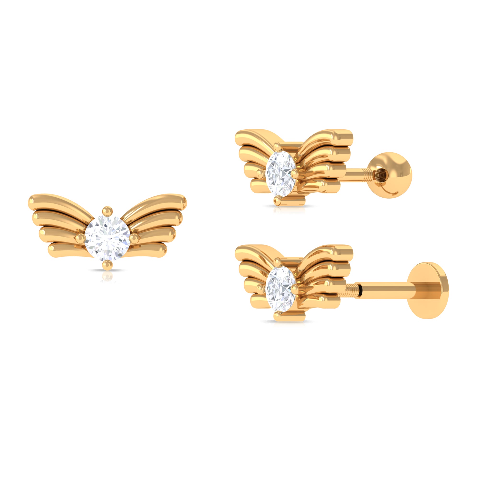 Rosec Jewels-Round Moissanite Bird Earring for Helix Piercing