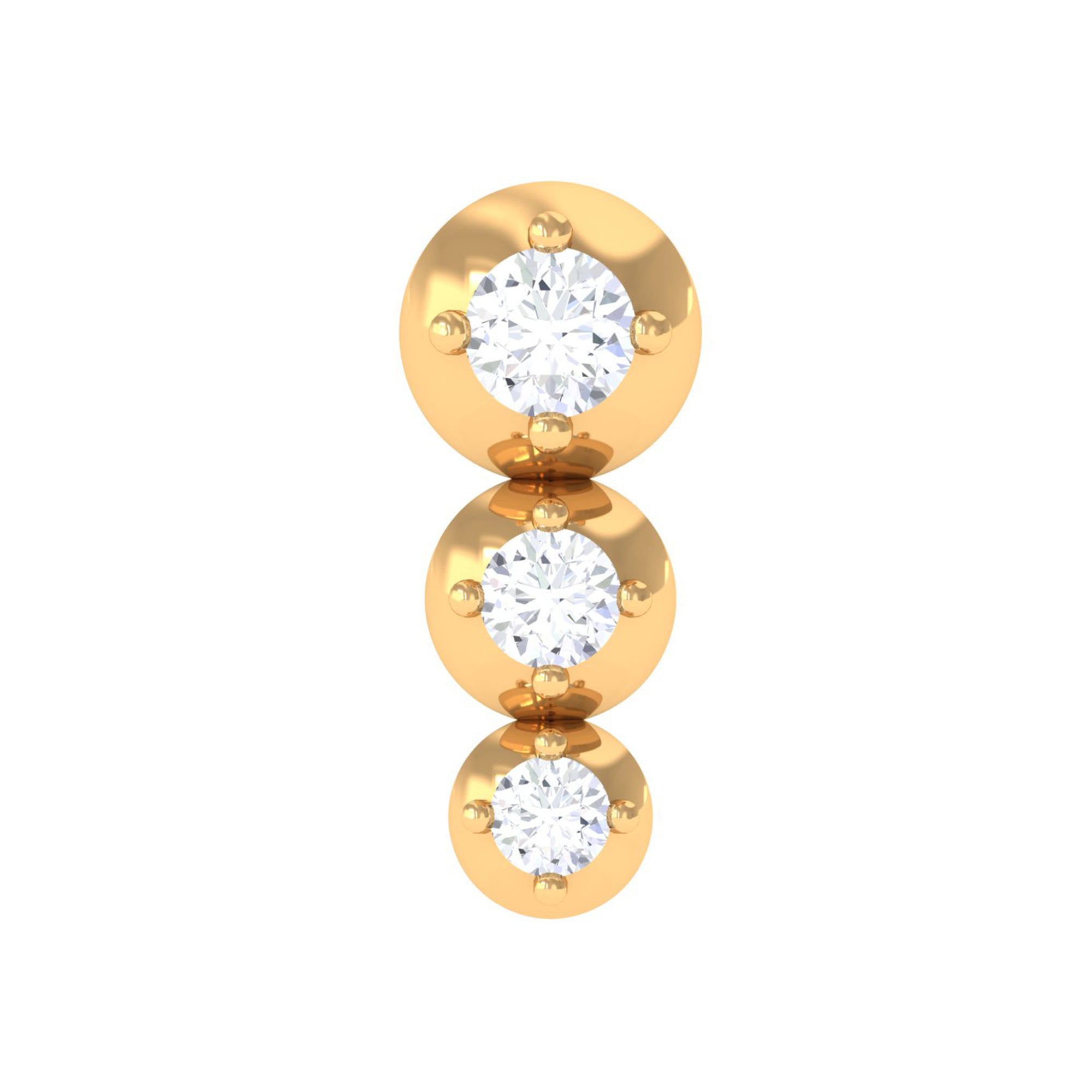 Natural Round Diamond Three Stone Tragus Earring Diamond - ( HI-SI ) - Color and Clarity - Rosec Jewels