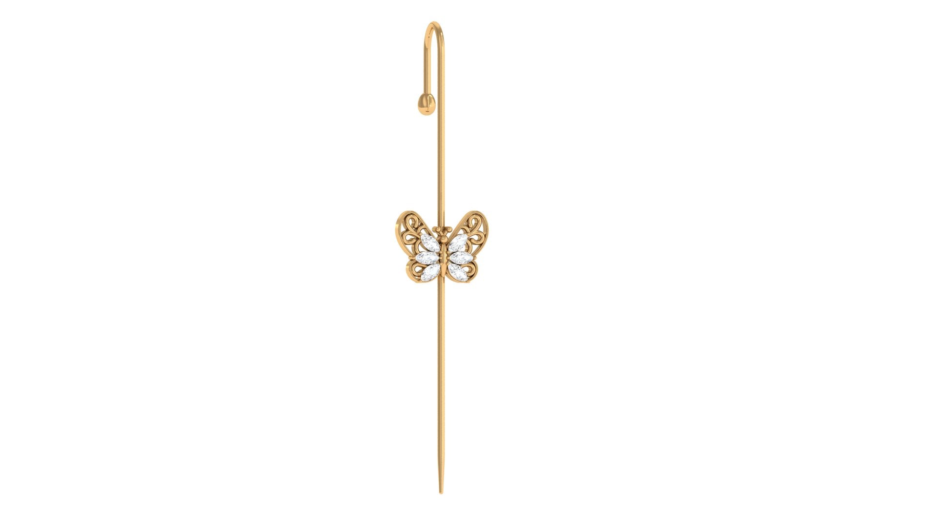 Elegant Certified Moissanite Butterfly Ear Pin Earring Moissanite - ( D-VS1 ) - Color and Clarity - Rosec Jewels