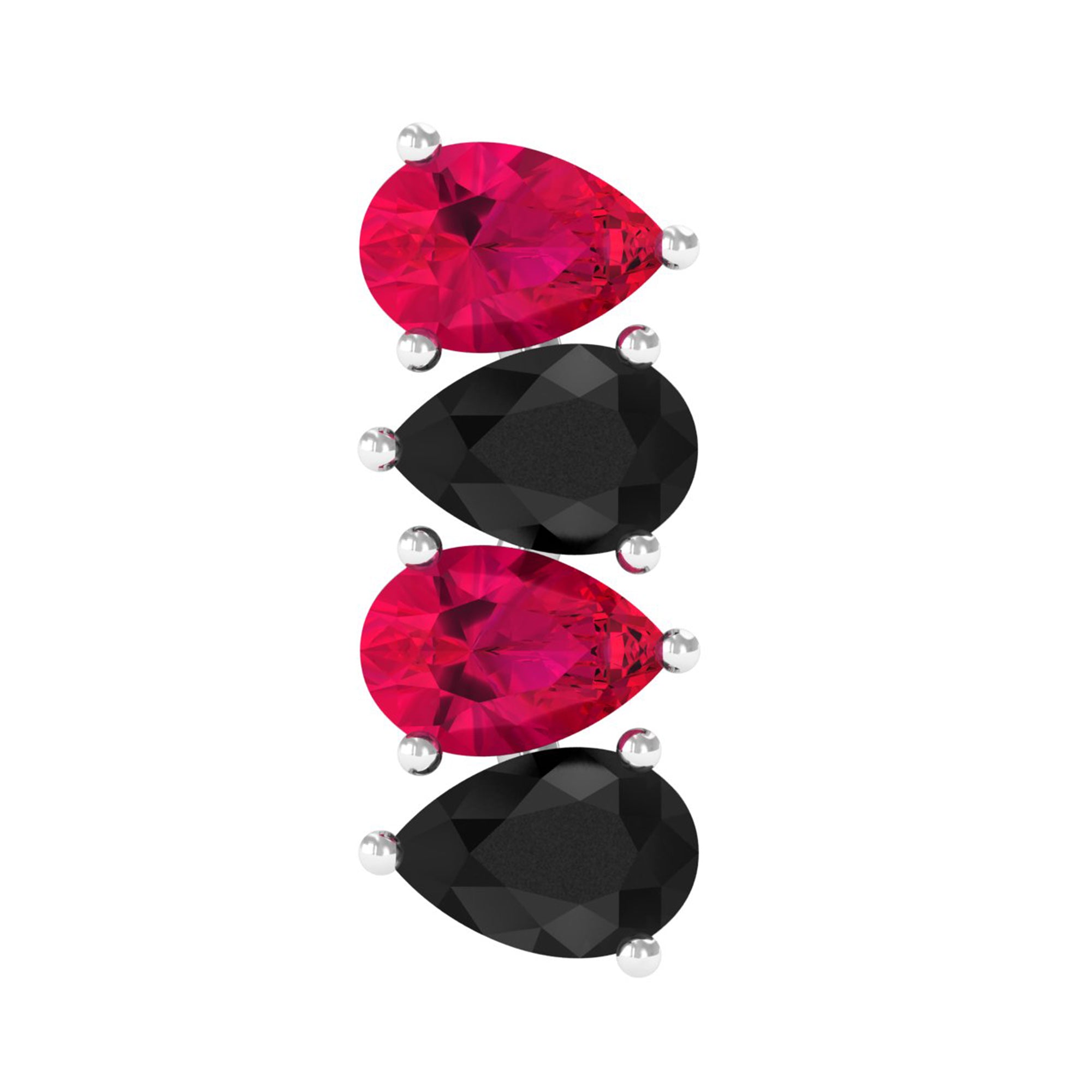 Rosec Jewels-Pear Cut Ruby and Black Onyx Bar Earring for Helix Piercing