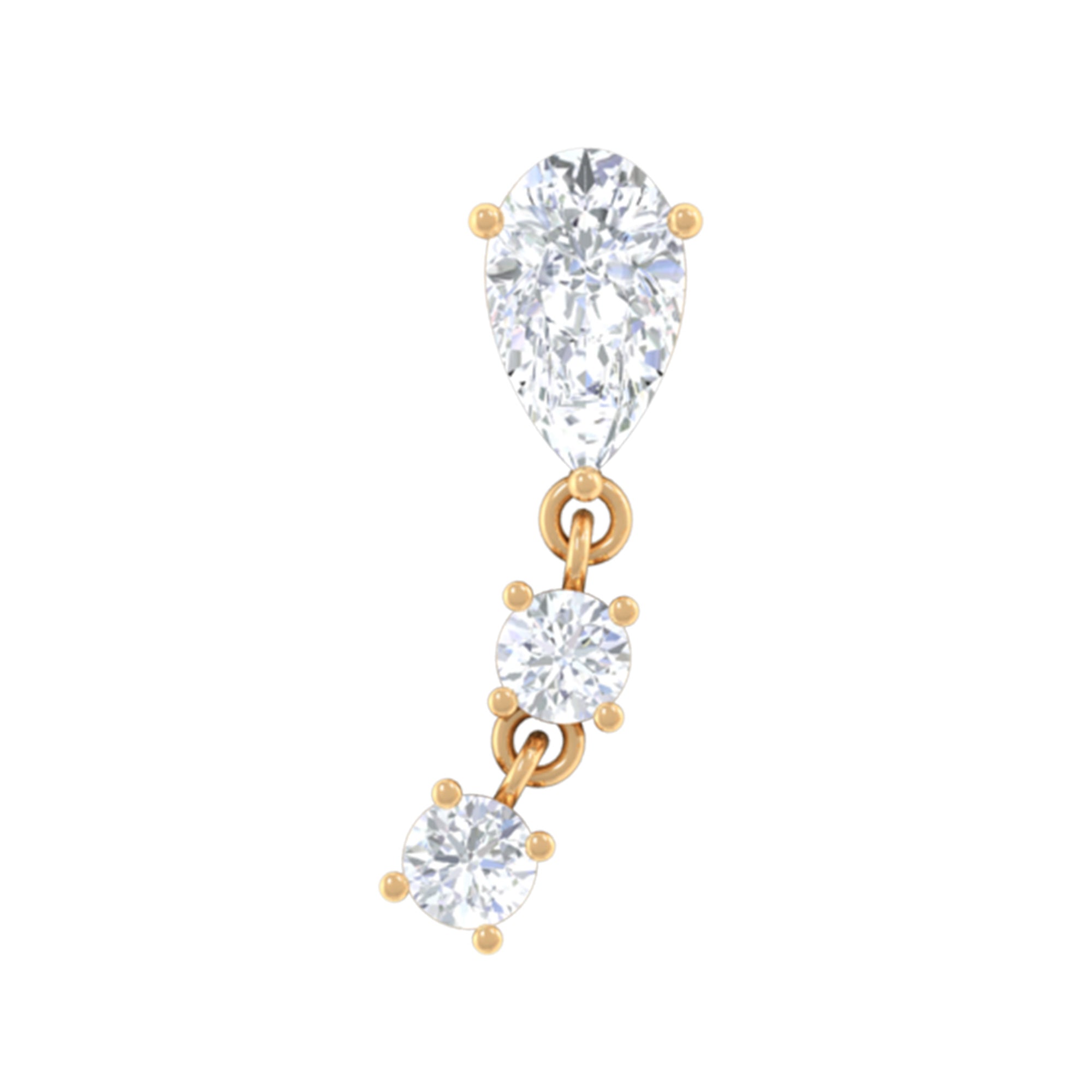 Minimal Diamond Dangle Earring for Helix Piercing Diamond - ( HI-SI ) - Color and Clarity - Rosec Jewels