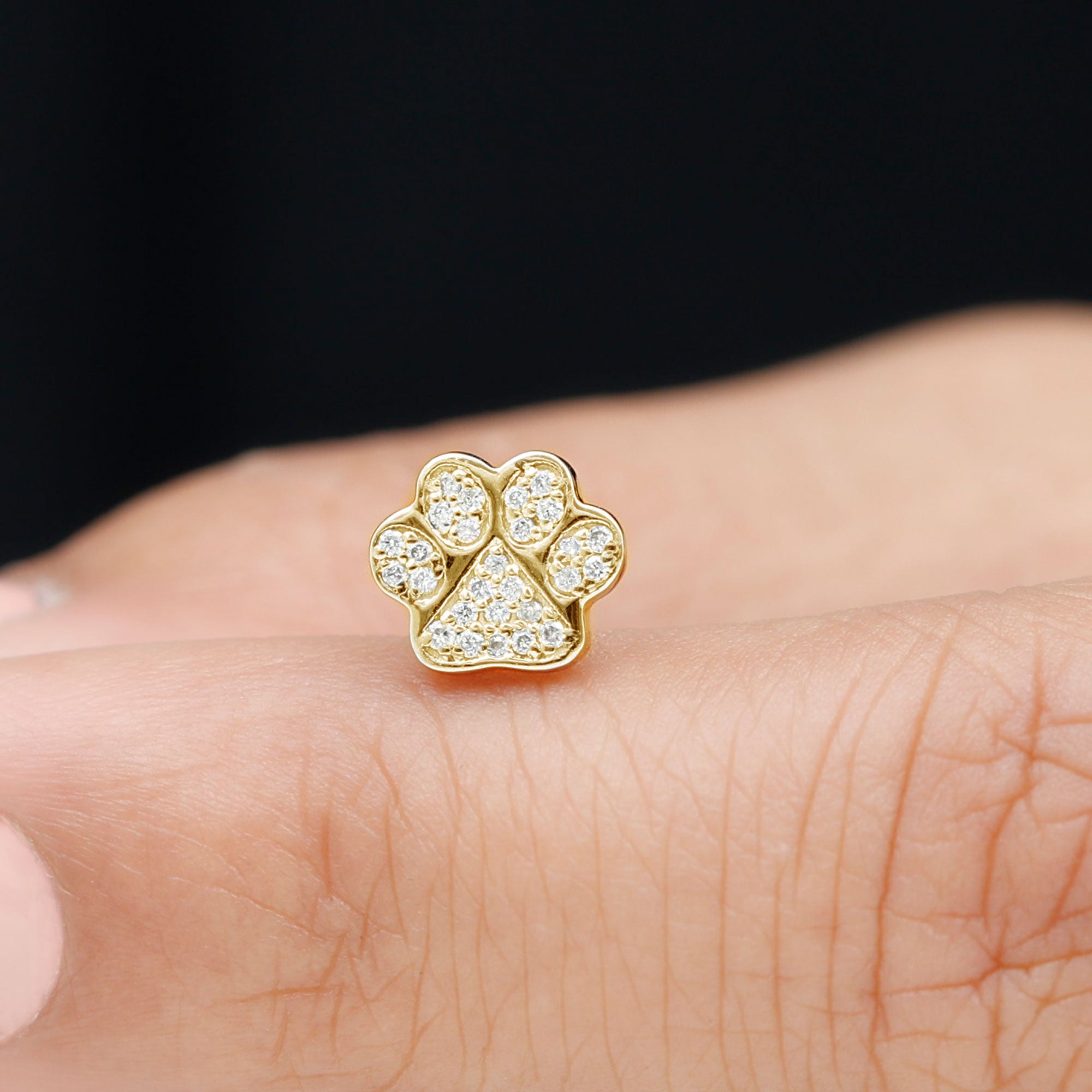 Dog discount Paw Print Ear Piercing Pin 14K Solid Gold Diamond Nose Pin, Dog Lover Jewelry, Women Piercing Jewelry, Christmas Gift, Helix Piercings.