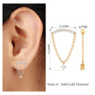 Rosec Jewels-Moissanite Curved Bar Chain Dangle Earring in Gold