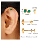 Bezel Set Emerald Two Stone Helix Earring with Gold Beaded Emerald - ( AAA ) - Quality - Rosec Jewels