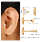 Rosec Jewels-Round Moissanite Simple Gold Beaded Helix Earring