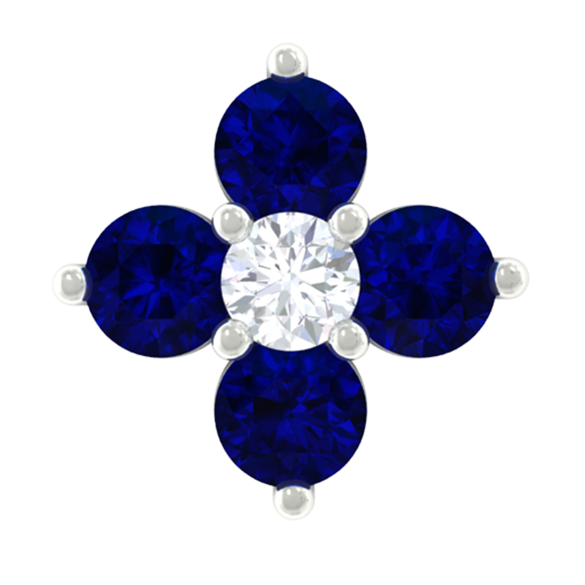 Rosec Jewels-Blue Sapphire and Moissanite Flower Earring for Rook Piercing