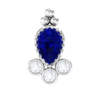 Blue Sapphire and Diamond Tragus Earring with Beaded Gold Blue Sapphire - ( AAA ) - Quality - Rosec Jewels