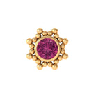 Rosec Jewels-Real Pink Tourmaline Solitaire Rook Earring with Gold Beaded