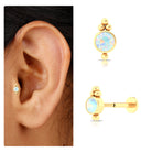 Rosec Jewels-Bezel Set Ethiopian Opal Tragus Earring with Beaded Gold