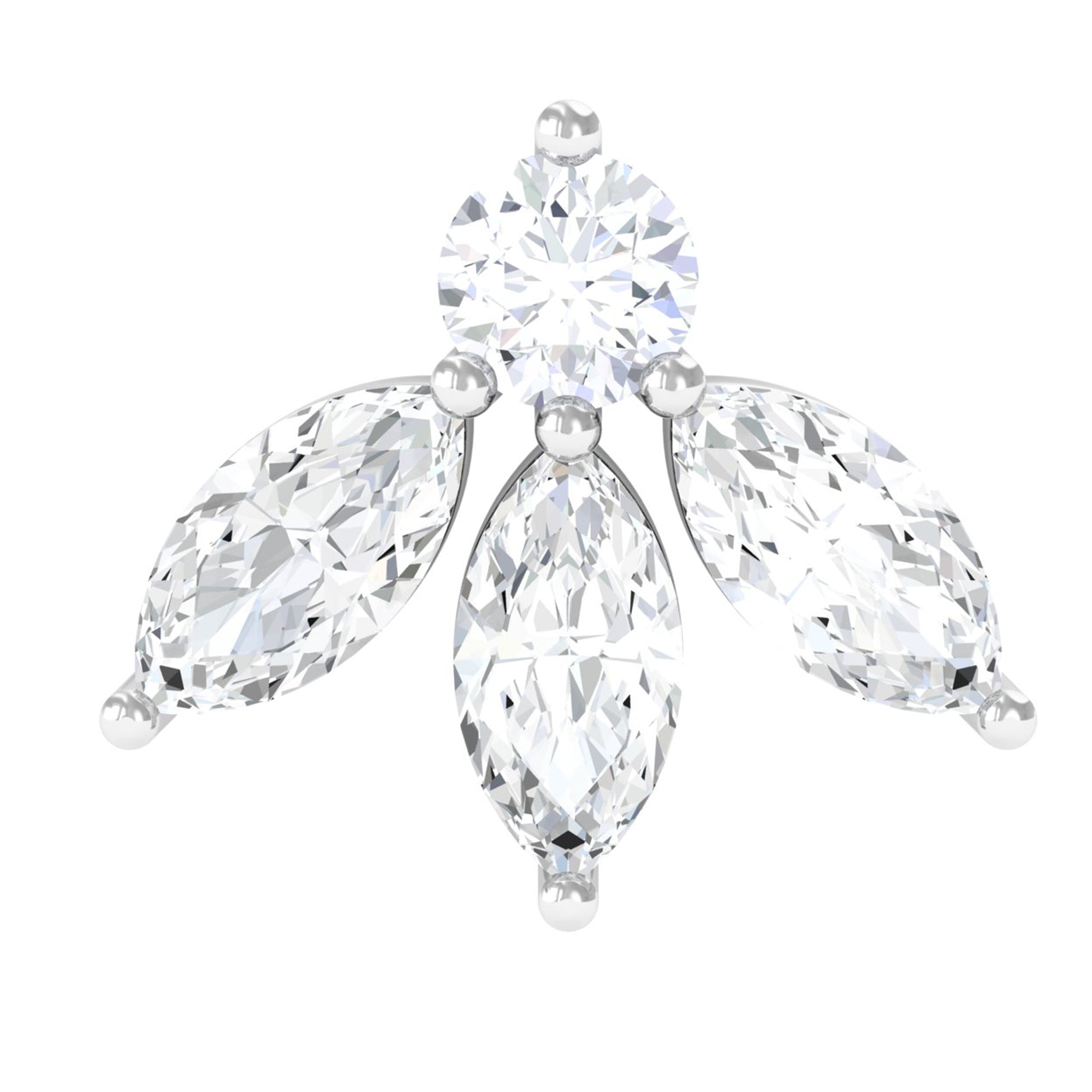 Marquise Diamond Flower Conch Earring in Prong Setting Diamond - ( HI-SI ) - Color and Clarity - Rosec Jewels