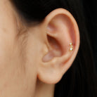 Rosec Jewels-Round Cut Natural Diamond Simple Drop Helix Earring in Gold