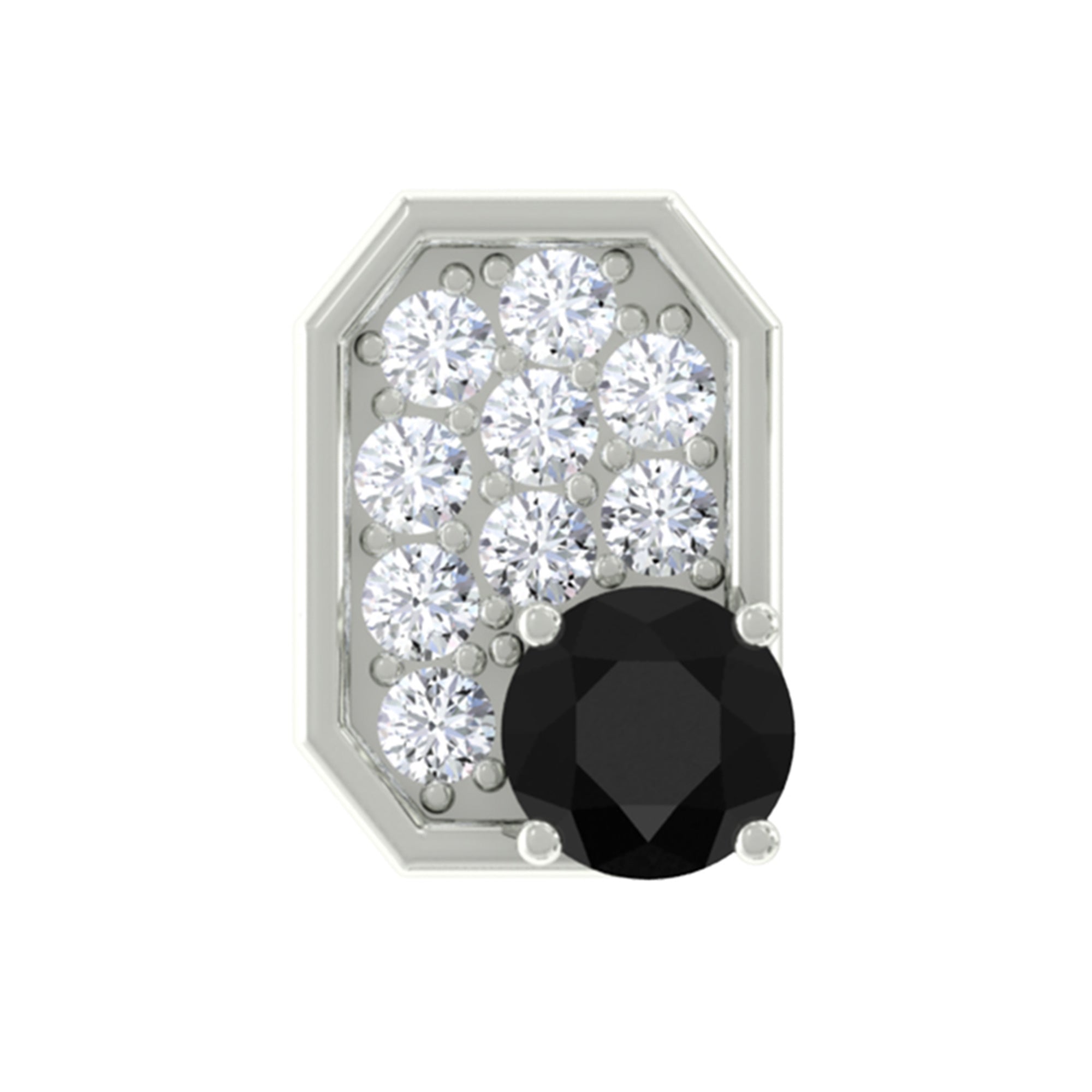 Rosec Jewels-1/4 CT Black Onyx and Moissanite Octagon Cartilage Earring