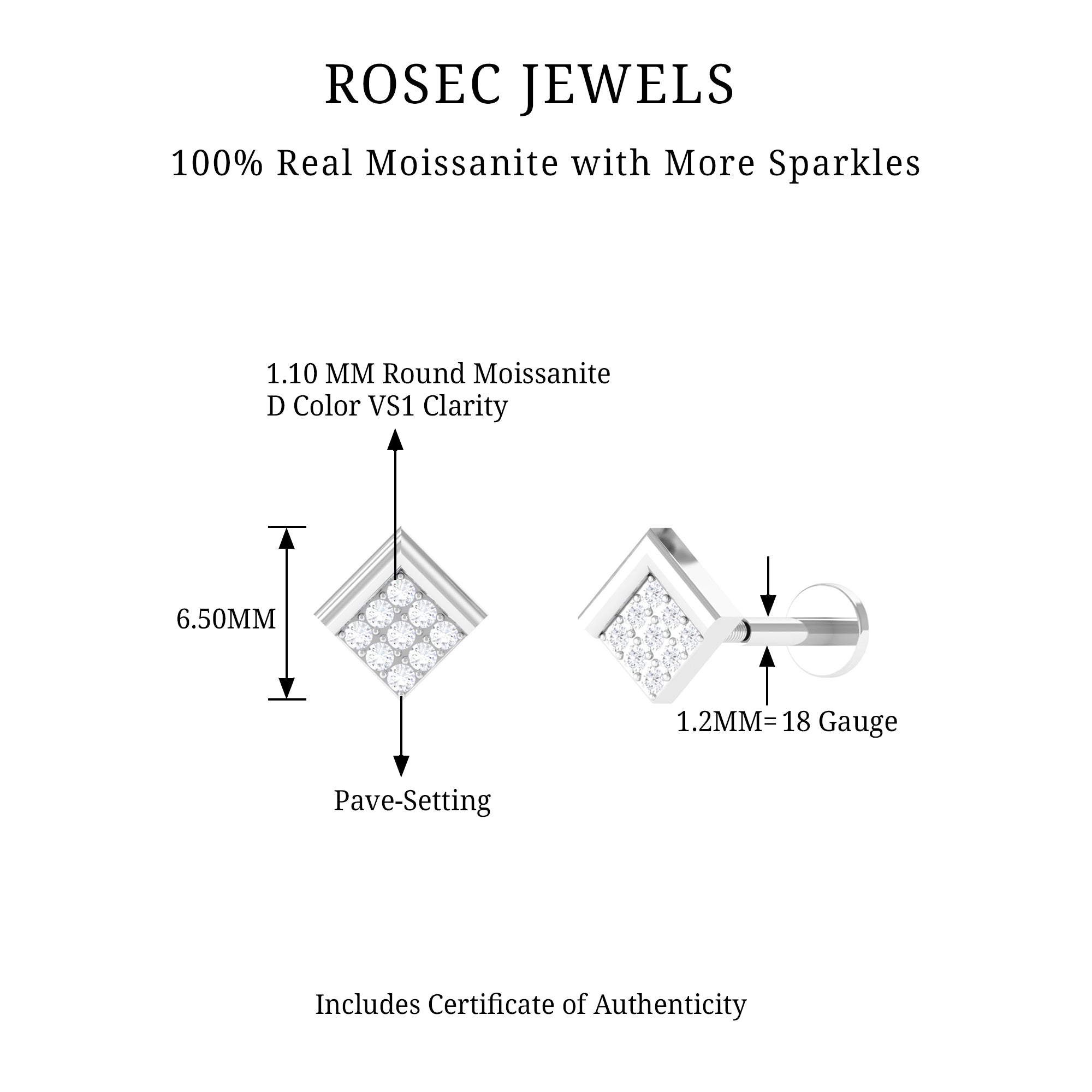 Rosec Jewels-Moissanite Geometric Conch Earring in Gold