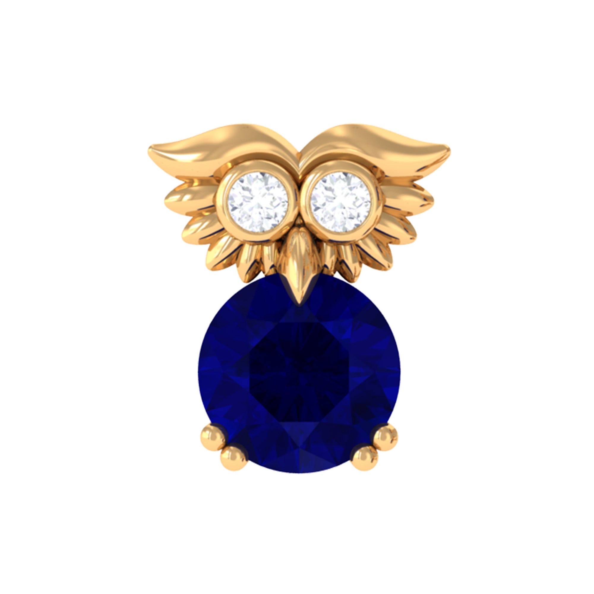 Rosec Jewels-Blue Sapphire and Moissanite Owl Helix Earring