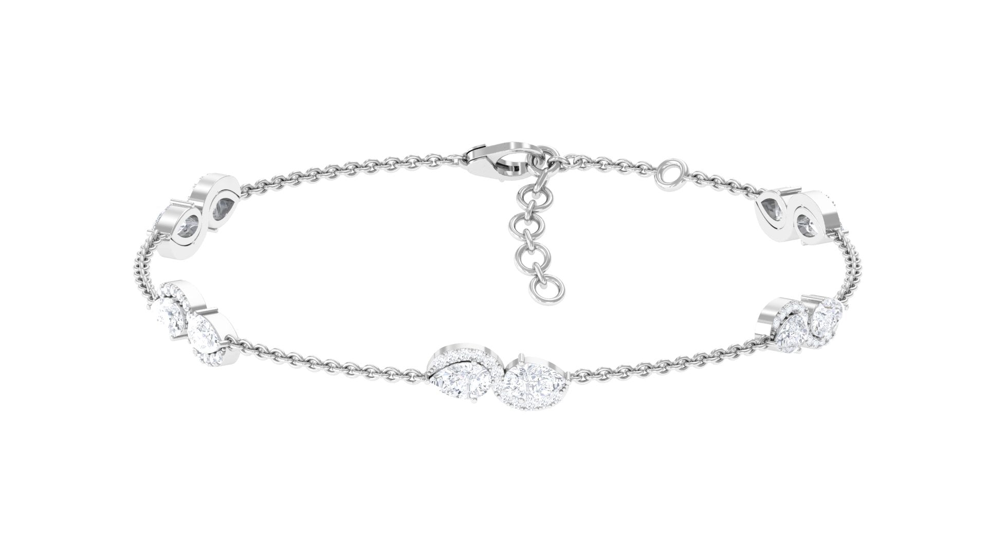 Rosec Jewels-Classic Lab Grown Diamond Station Chain Bracelet