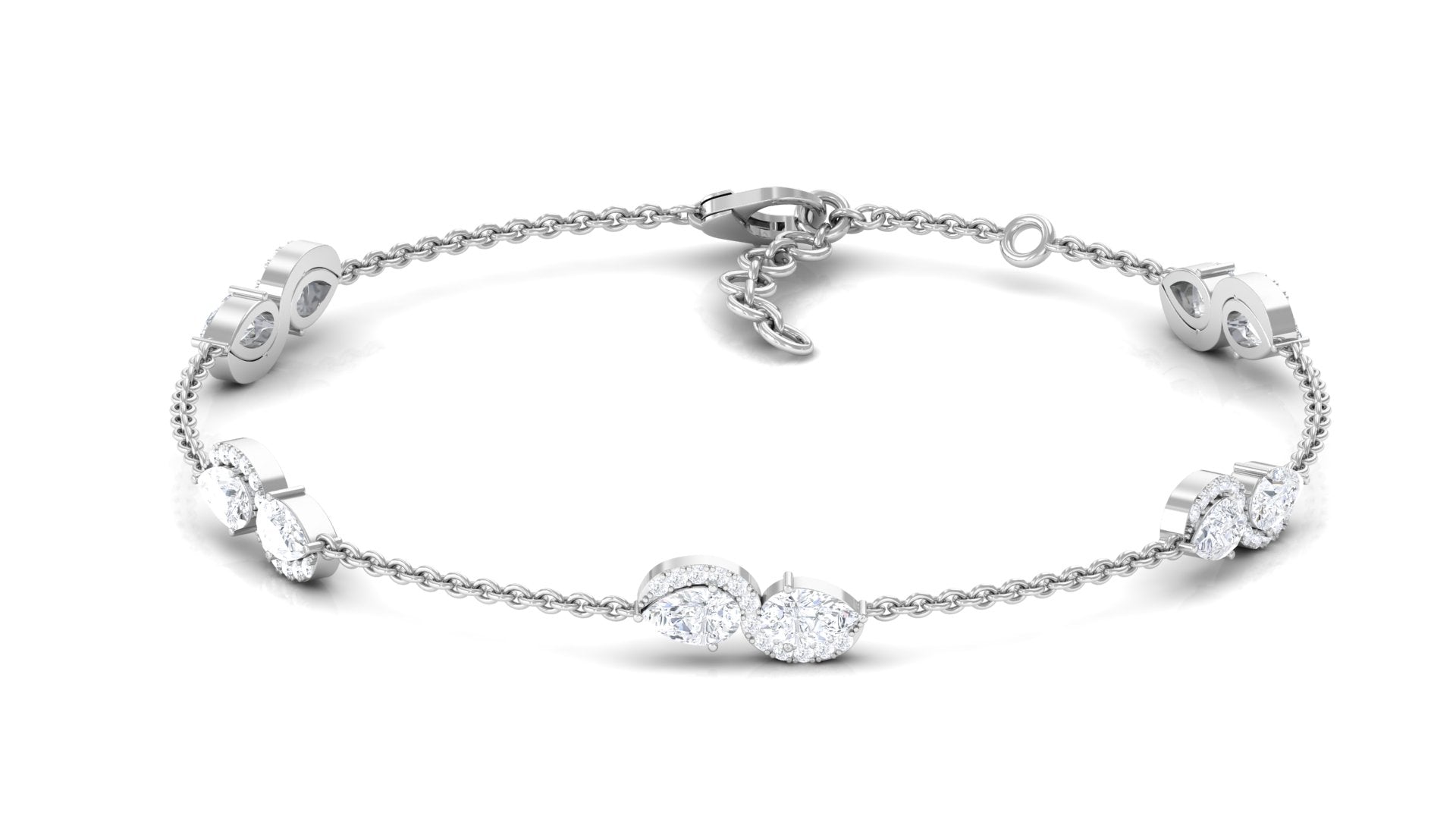 Rosec Jewels-Classic Lab Grown Diamond Station Chain Bracelet