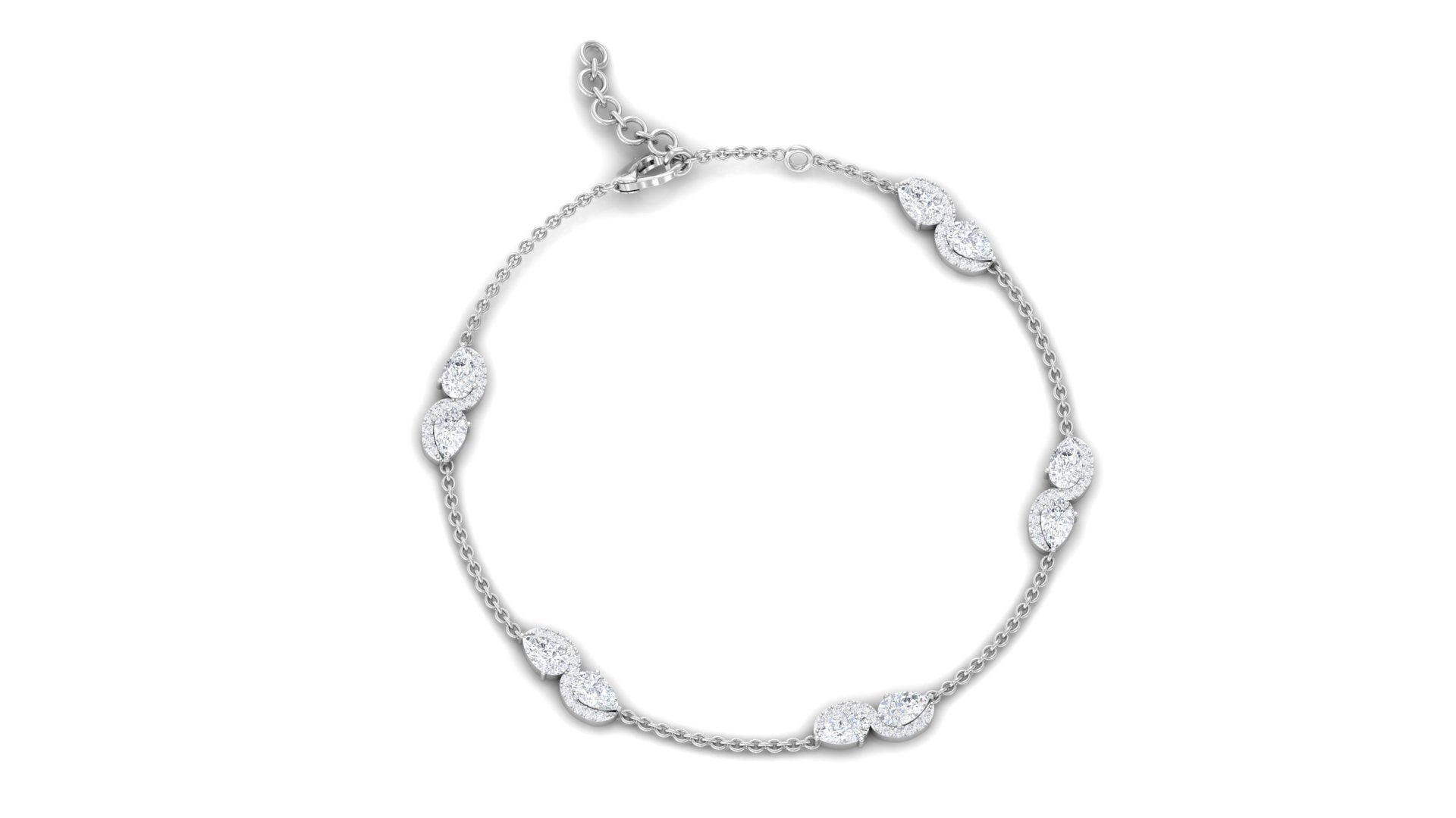 Rosec Jewels-Classic Lab Grown Diamond Station Chain Bracelet