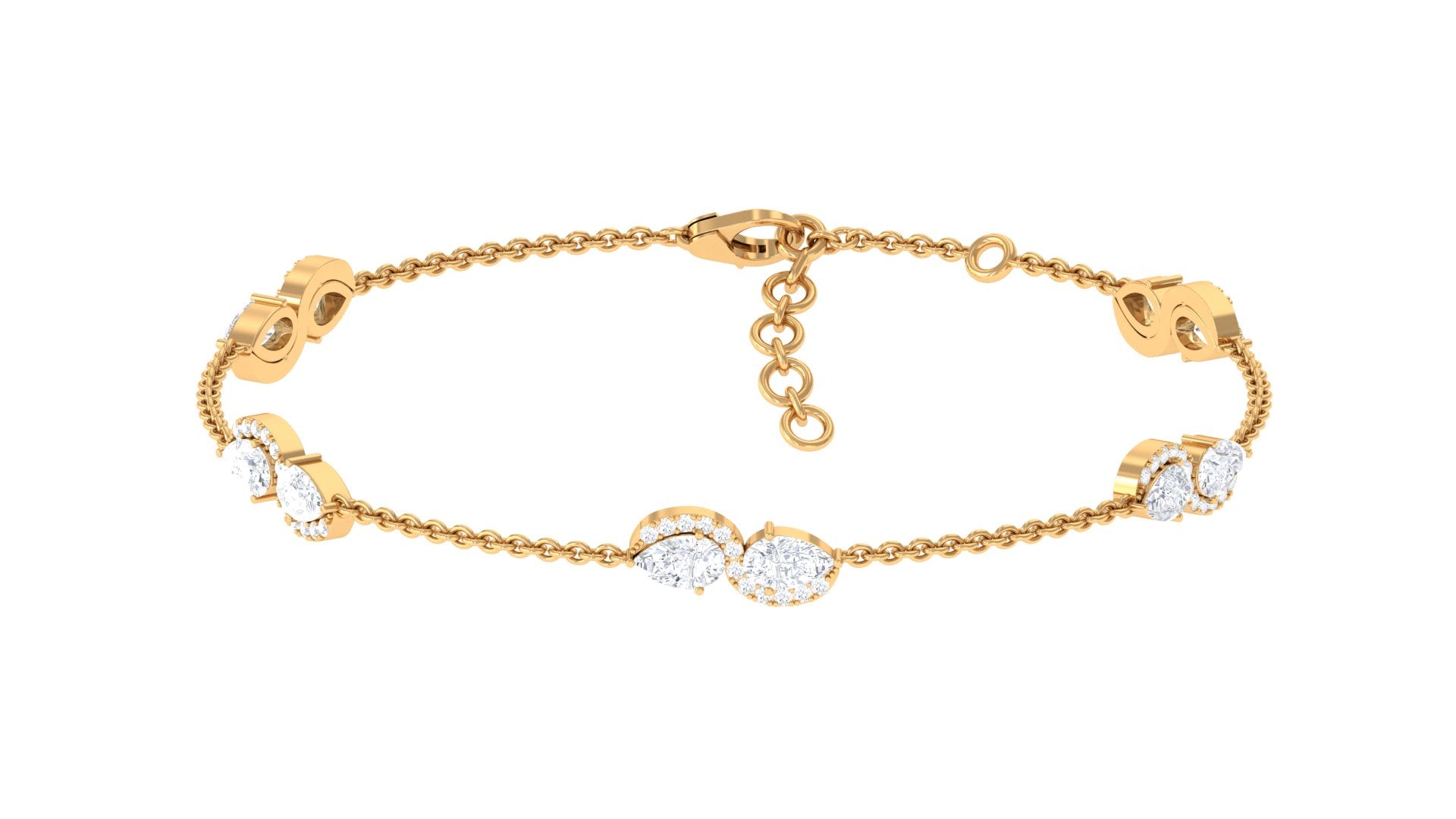 Rosec Jewels-Classic Lab Grown Diamond Station Chain Bracelet