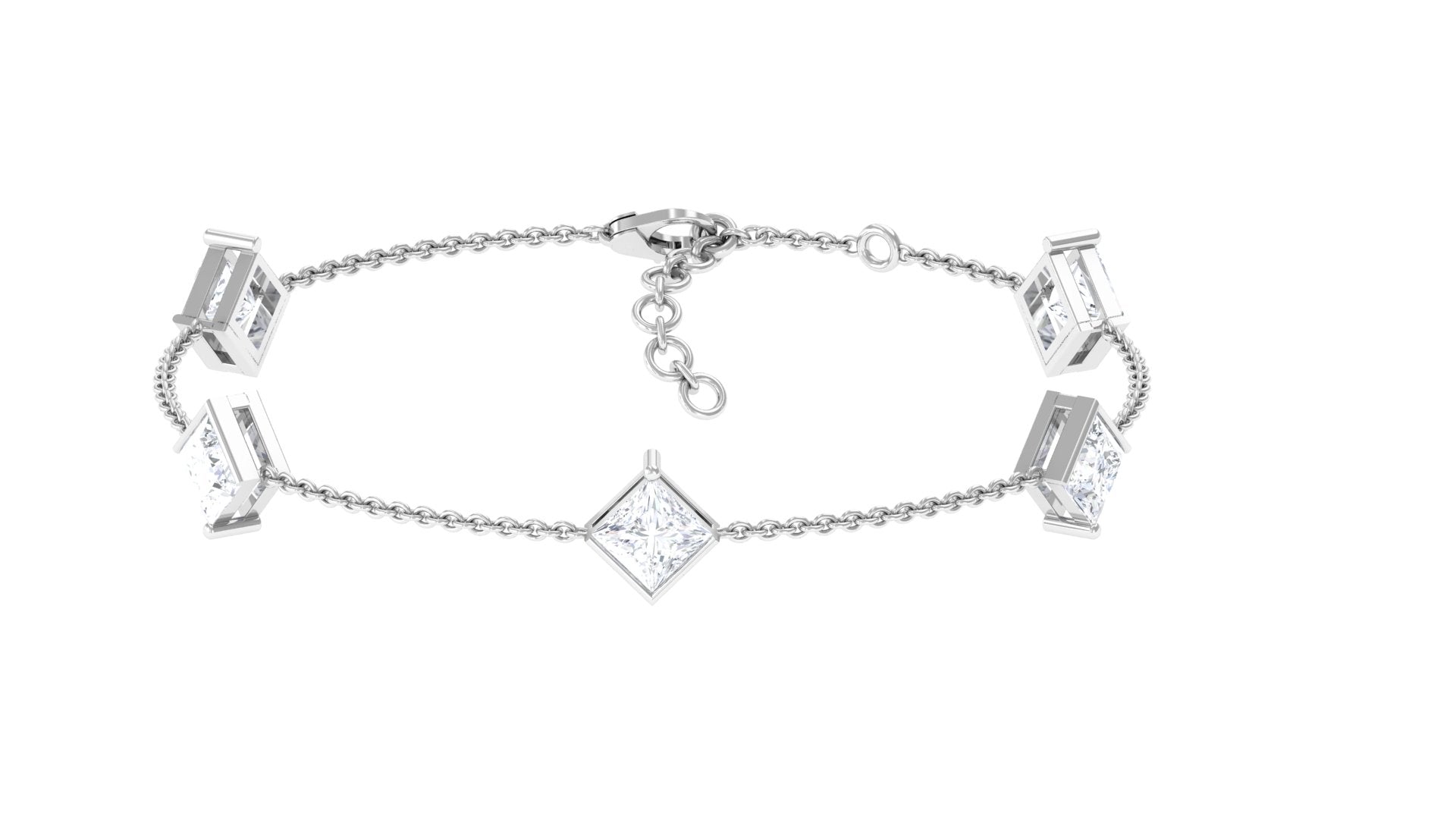 Rosec Jewels-Certified Princess Cut Lab Grown Diamond Wedding Chain Bracelet