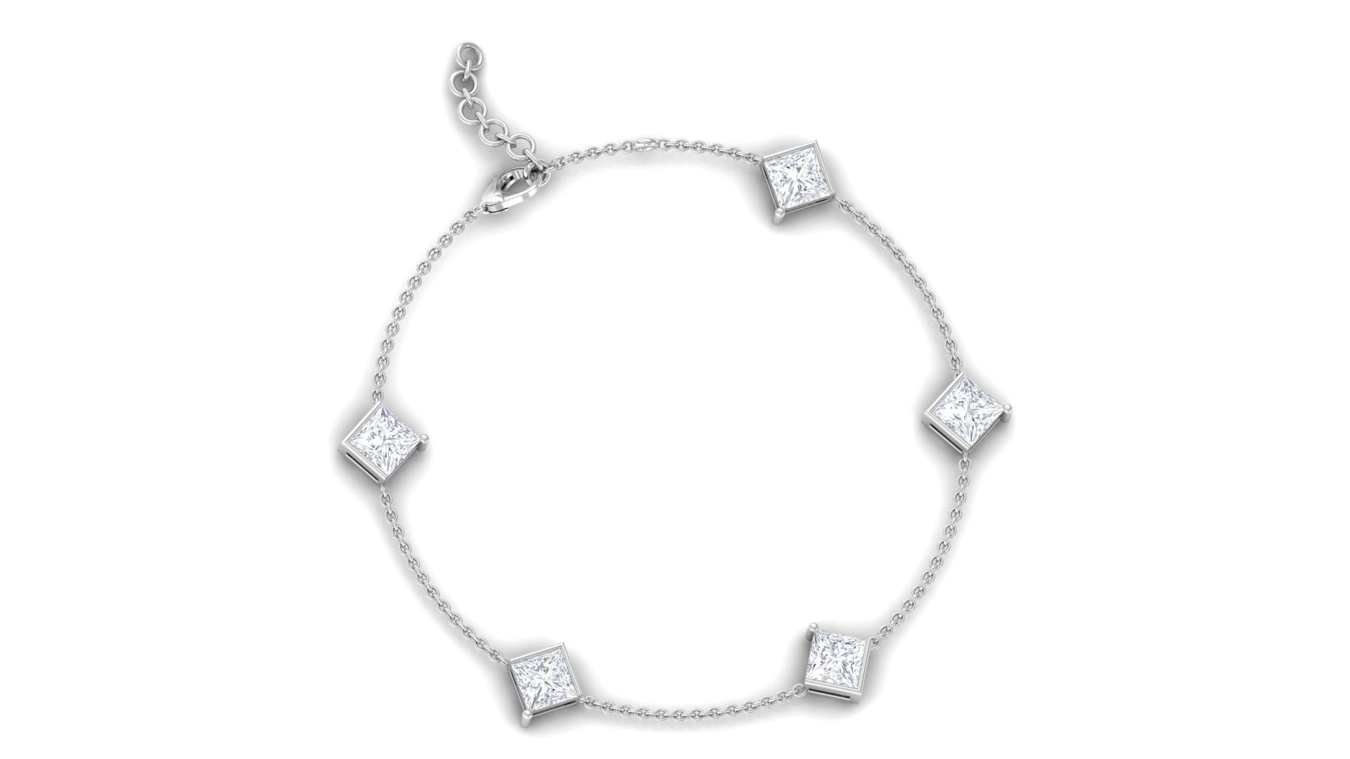 Rosec Jewels-Certified Princess Cut Lab Grown Diamond Wedding Chain Bracelet