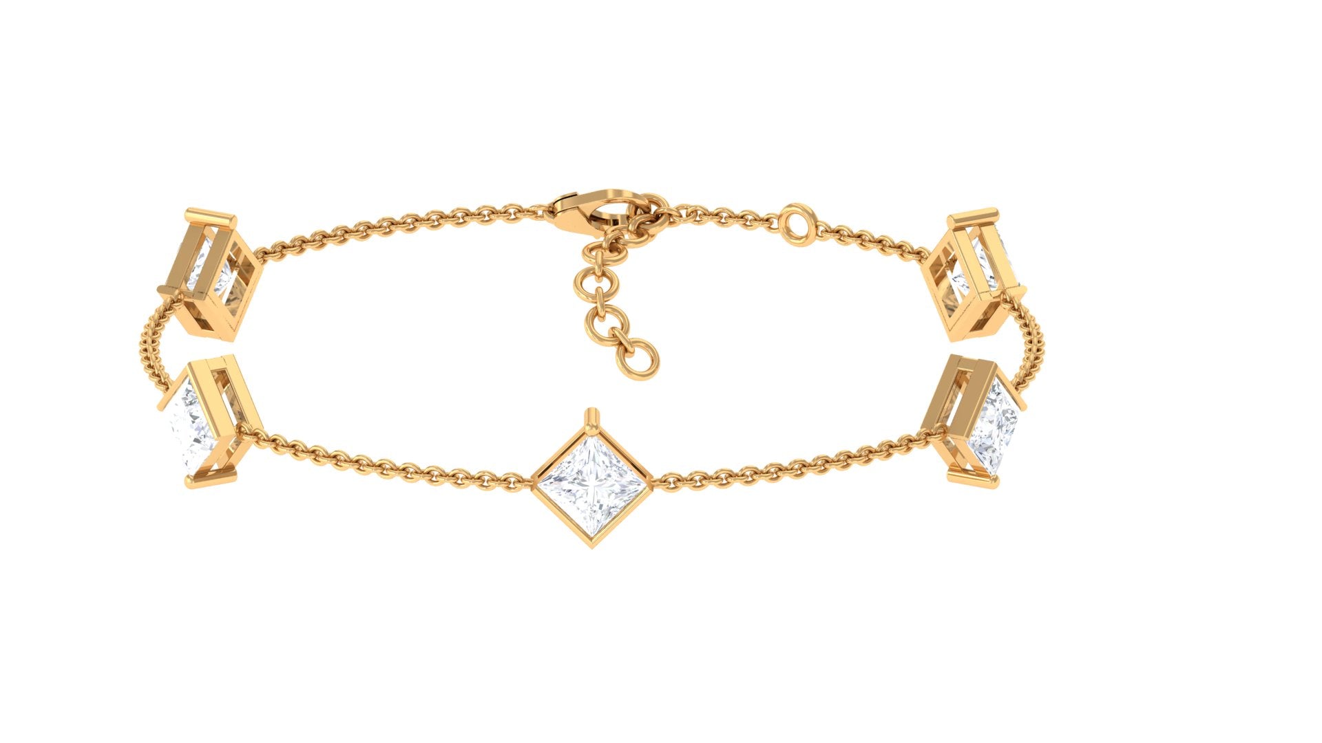 Rosec Jewels-Certified Princess Cut Lab Grown Diamond Wedding Chain Bracelet