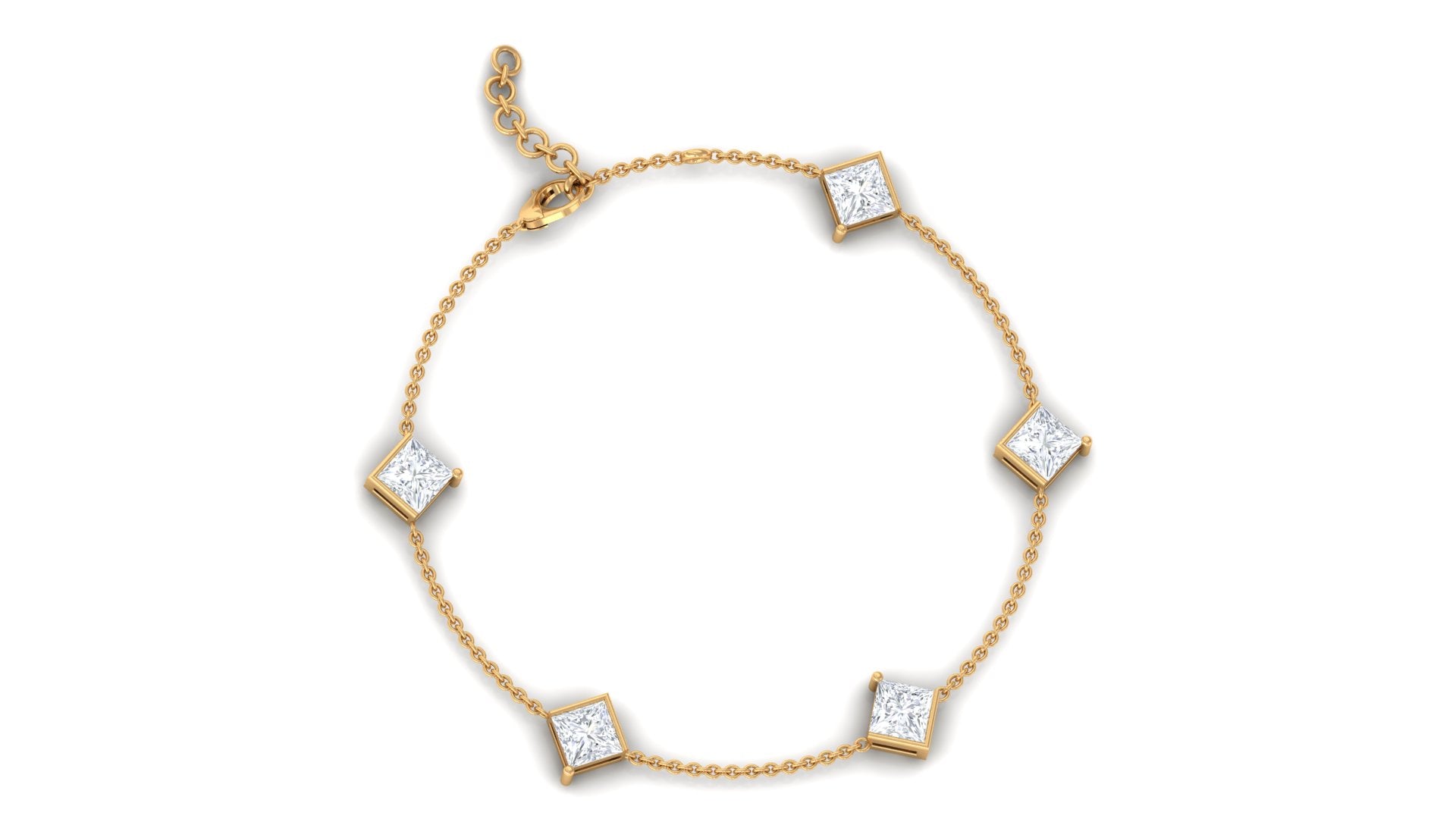 Rosec Jewels-Certified Princess Cut Lab Grown Diamond Wedding Chain Bracelet