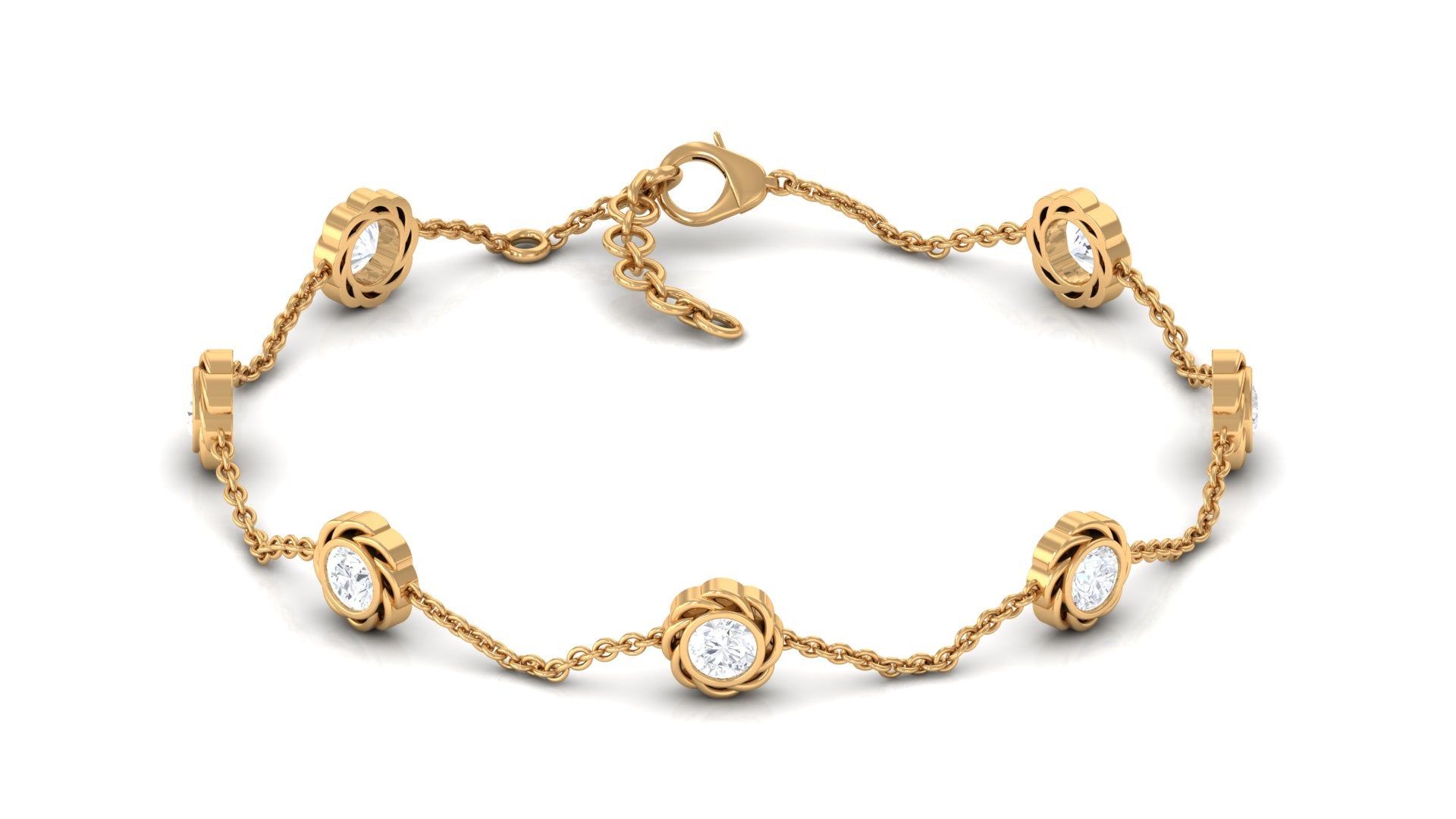 Rosec Jewels-Lab Grown Diamond Station Chain Bracelet