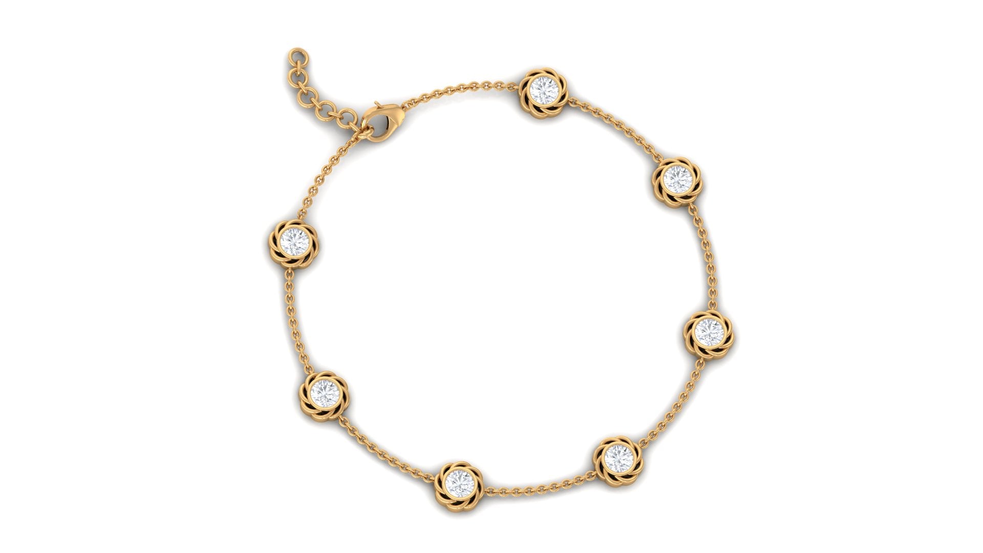 Rosec Jewels-Lab Grown Diamond Station Chain Bracelet