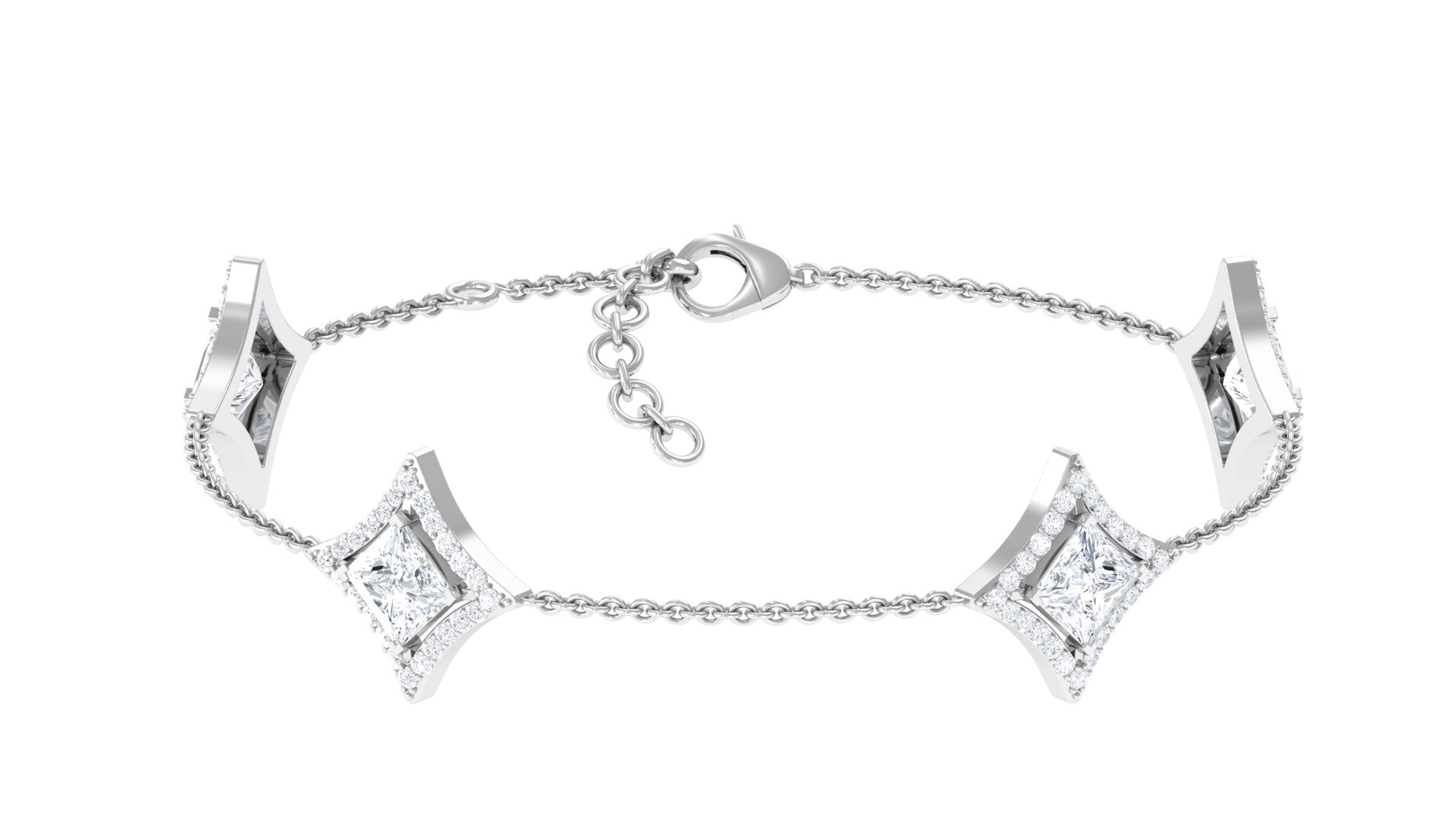 Rosec Jewels-Certified Princess Cut Lab Grown Diamond Bridal Bracelet