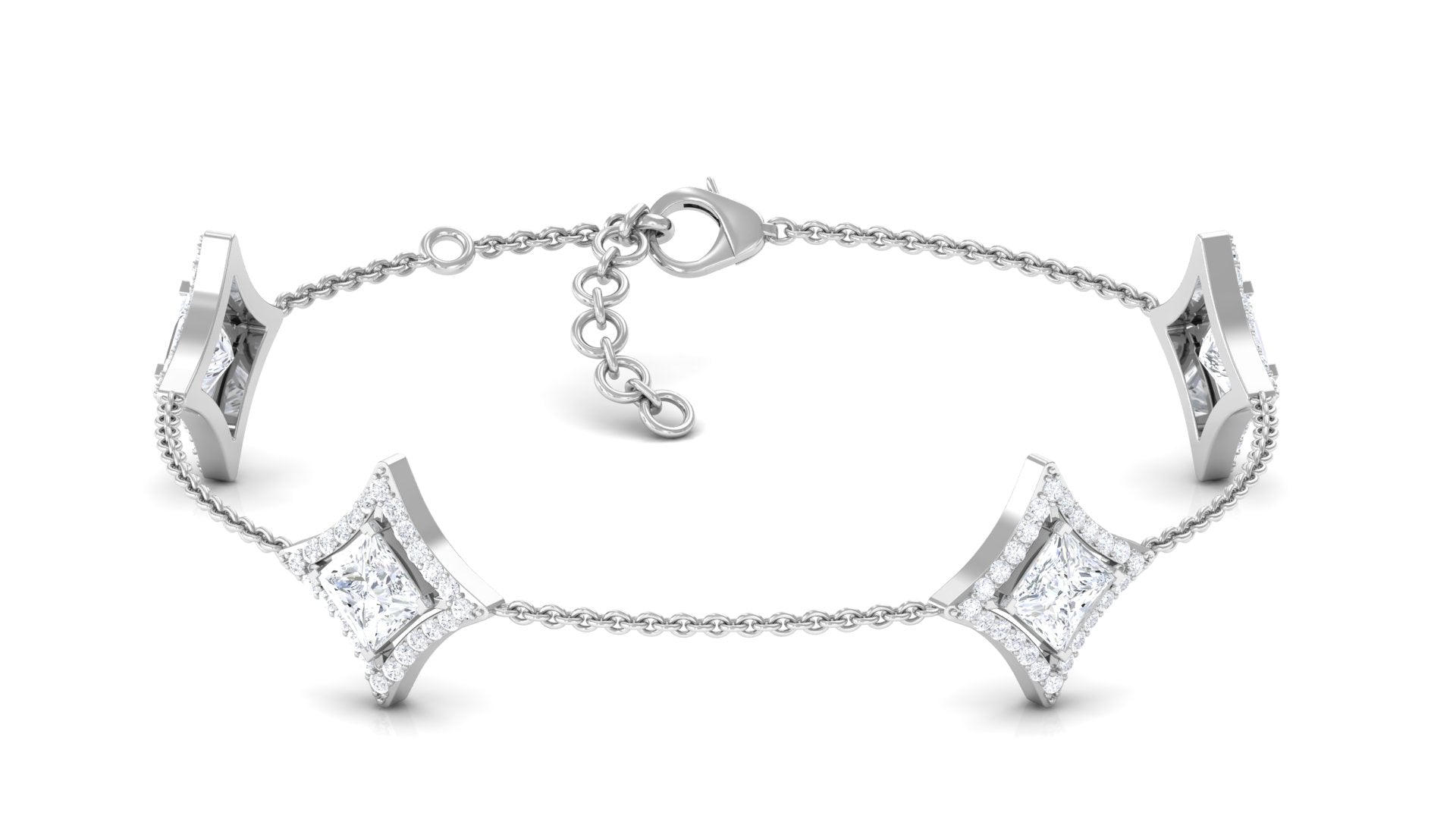 Rosec Jewels-Certified Princess Cut Lab Grown Diamond Bridal Bracelet