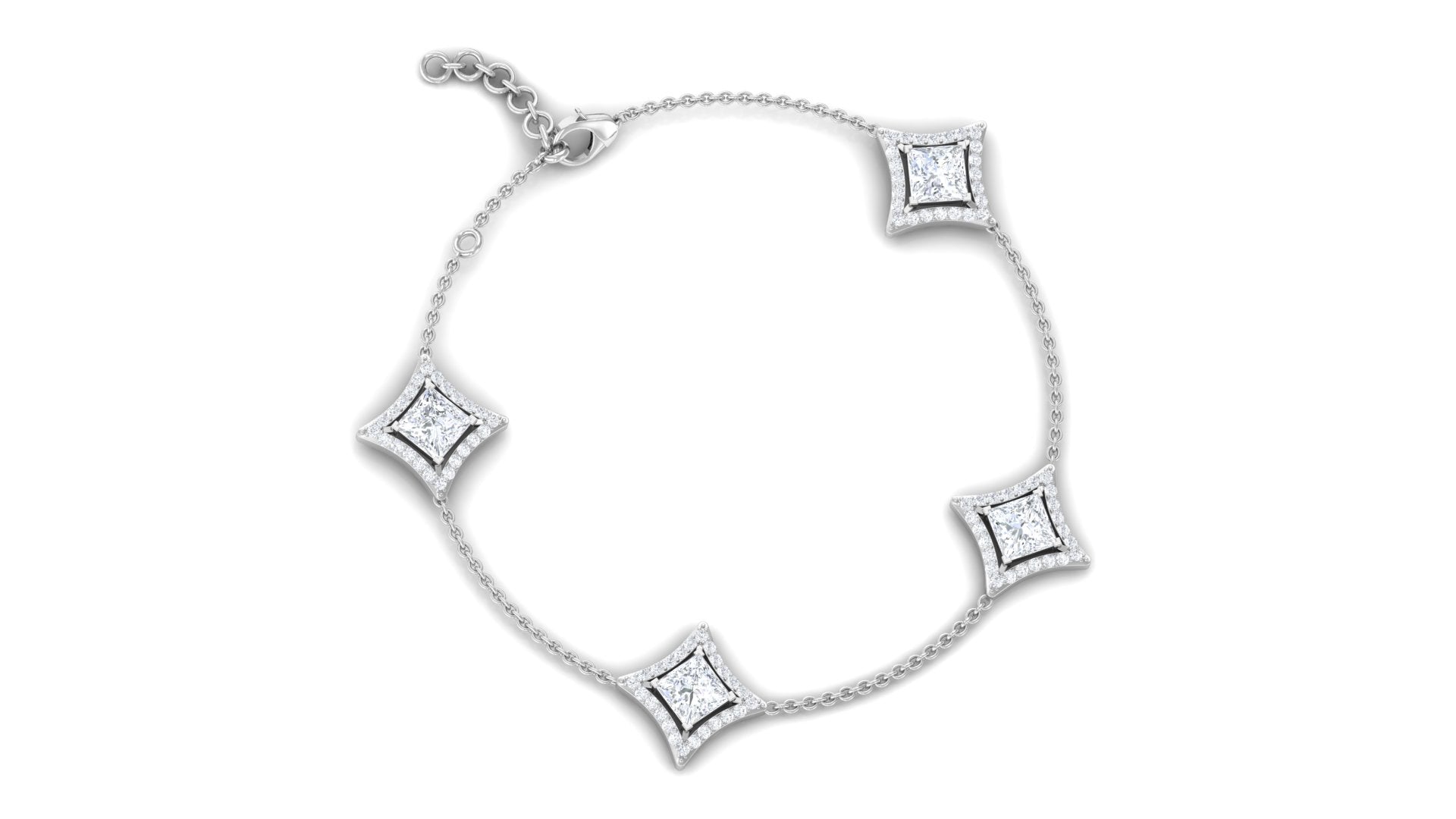 Rosec Jewels-Certified Princess Cut Lab Grown Diamond Bridal Bracelet