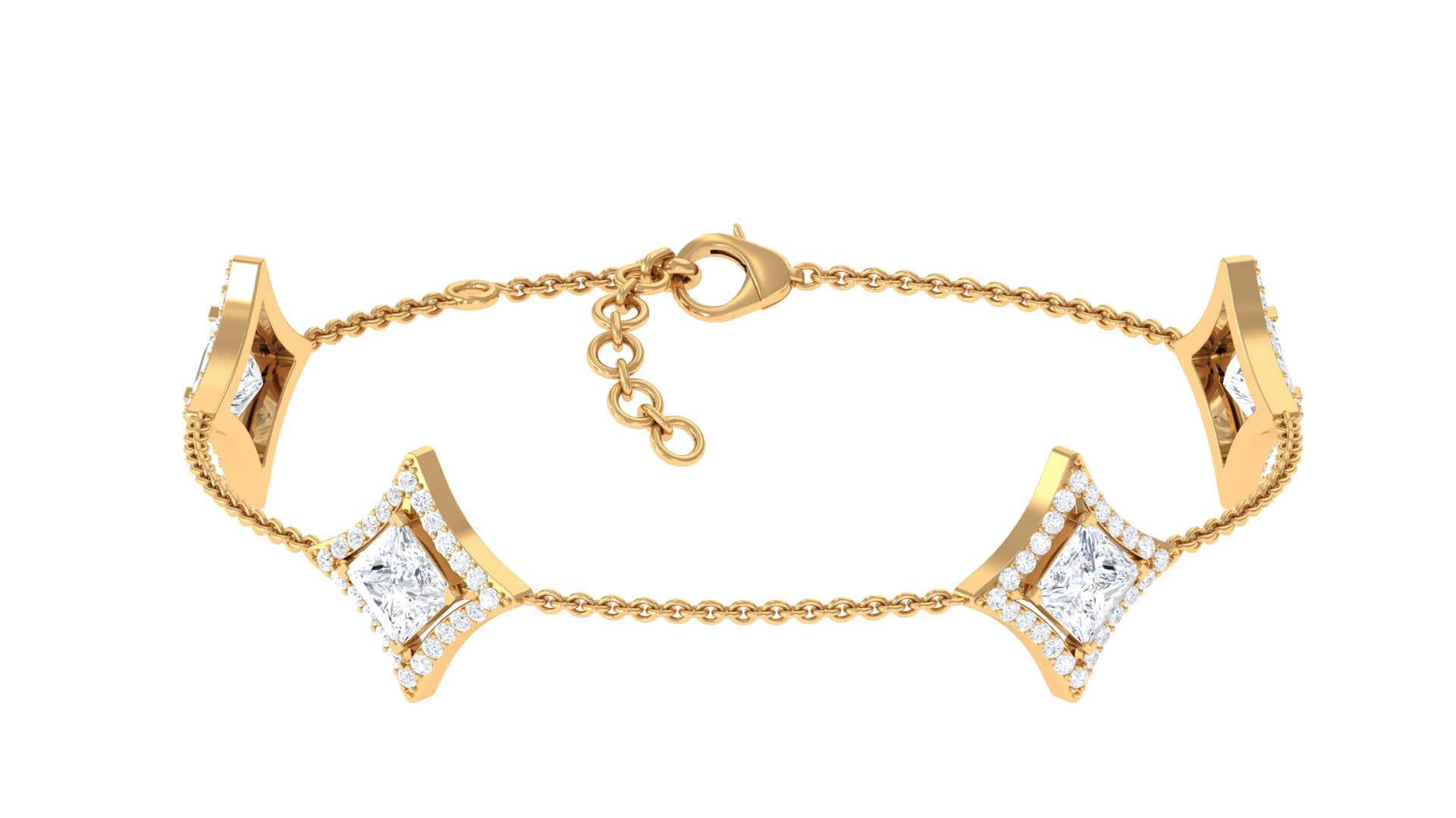 Rosec Jewels-Certified Princess Cut Lab Grown Diamond Bridal Bracelet