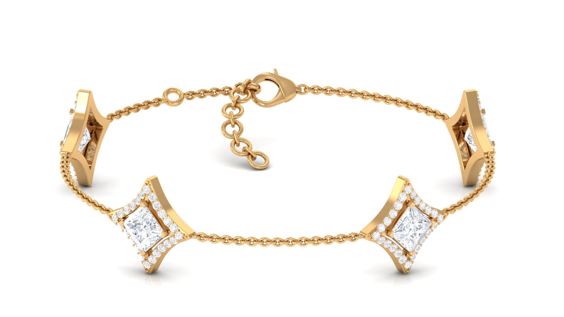 Rosec Jewels-Certified Princess Cut Lab Grown Diamond Bridal Bracelet