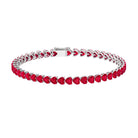 Heart Shape Lab Grown Ruby Tennis Bracelet Lab Created Ruby - ( AAAA ) - Quality - Rosec Jewels