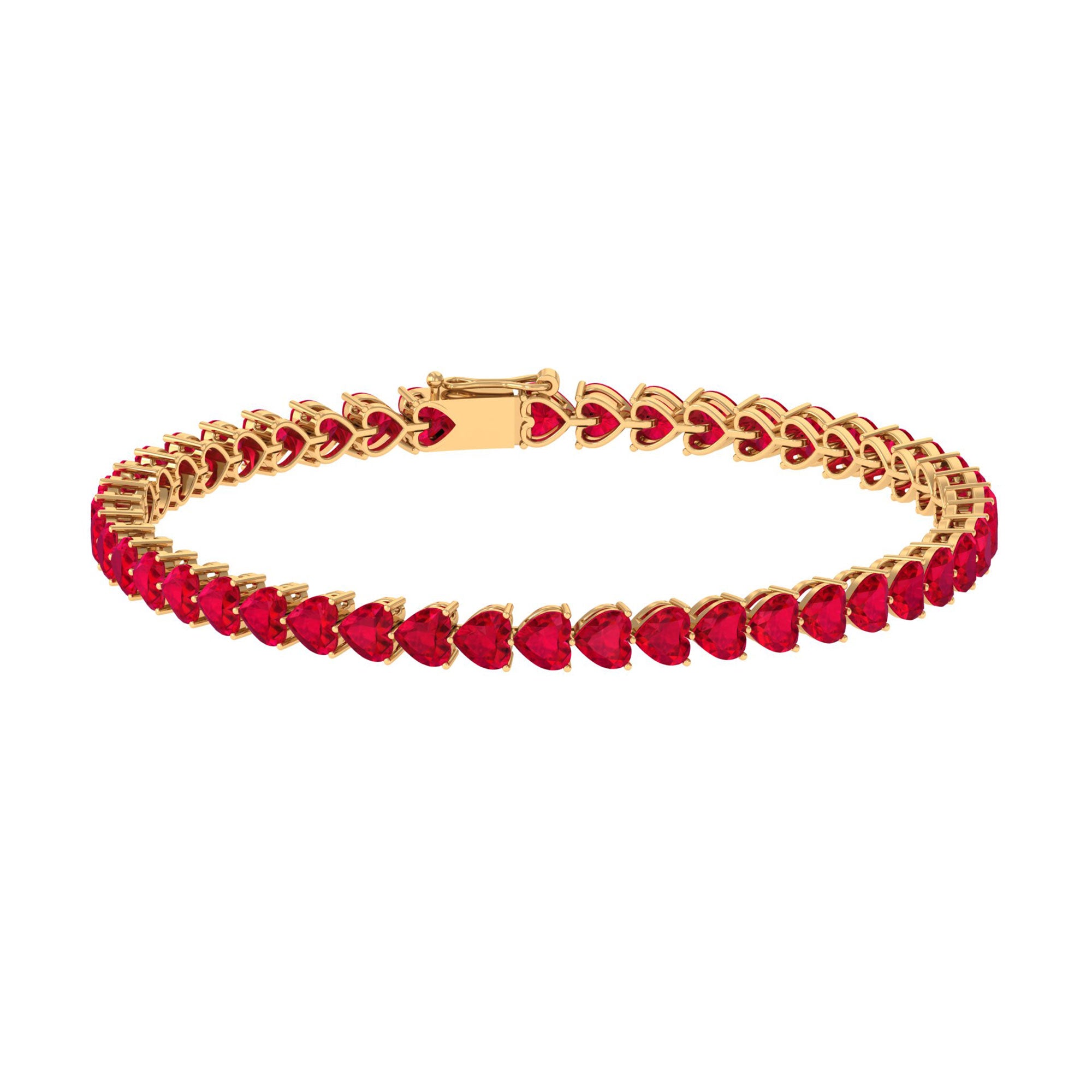 Heart Shape Lab Grown Ruby Tennis Bracelet Lab Created Ruby - ( AAAA ) - Quality - Rosec Jewels