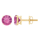 October Birthstone 1/2 CT Round Shape Pink Tourmaline Stud Earrings Pink Tourmaline - ( AAA ) - Quality - Rosec Jewels