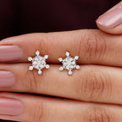 0.75 CT Moissanite Snowflake Stud Earrings Moissanite - ( D-VS1 ) - Color and Clarity - Rosec Jewels