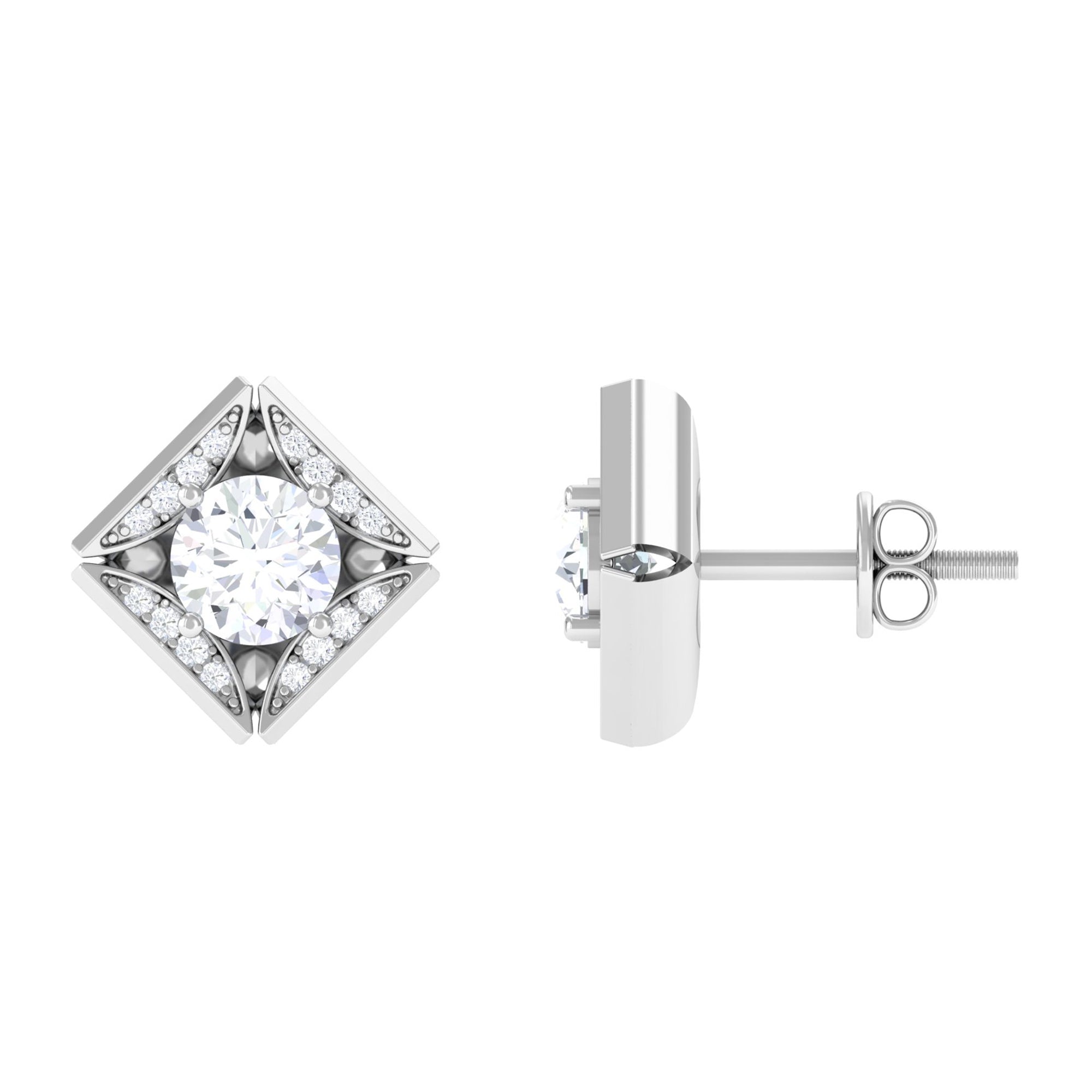 Rosec Jewels-Classic Lab Grown Diamond Stud Earrings With Screw Back