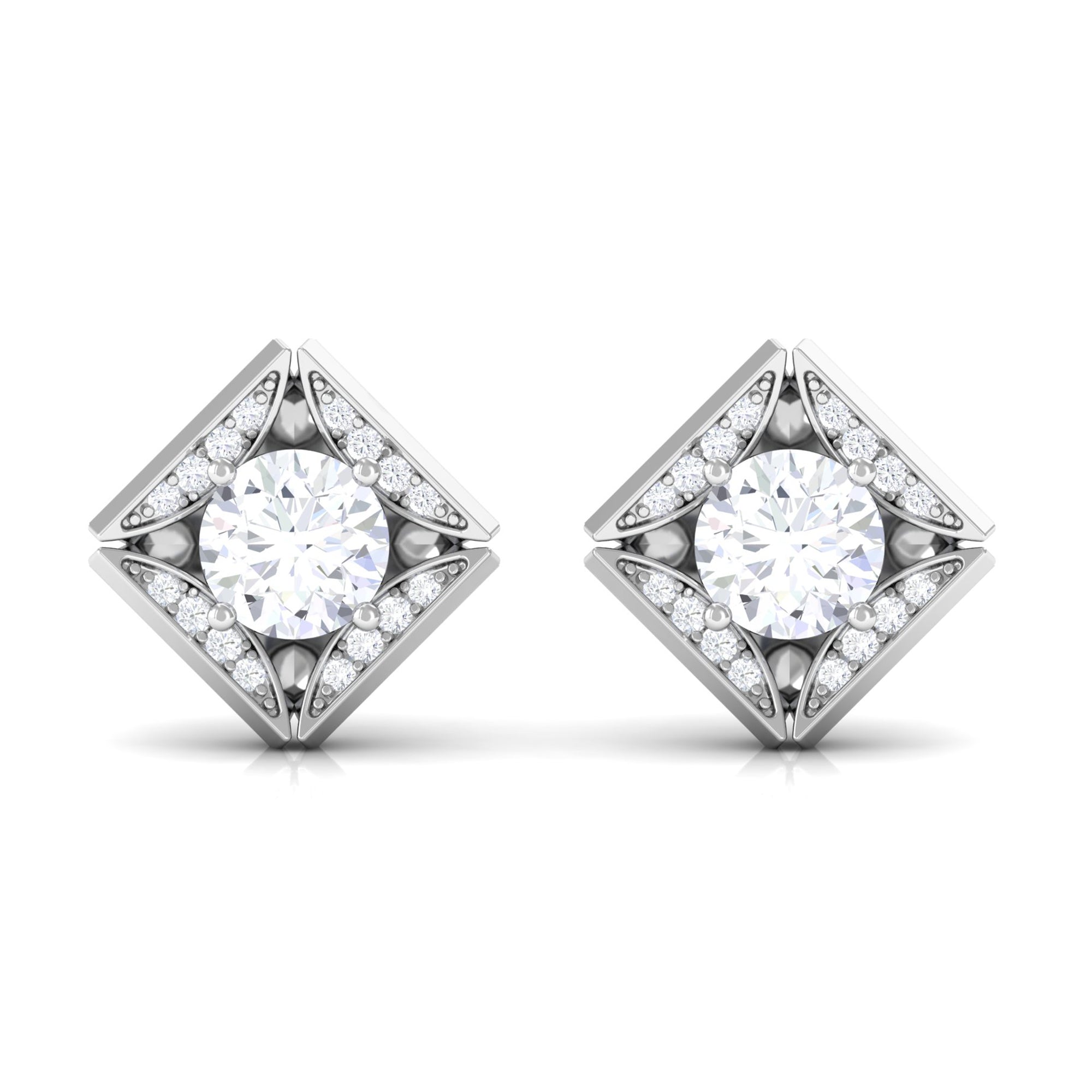 Rosec Jewels-Classic Lab Grown Diamond Stud Earrings With Screw Back