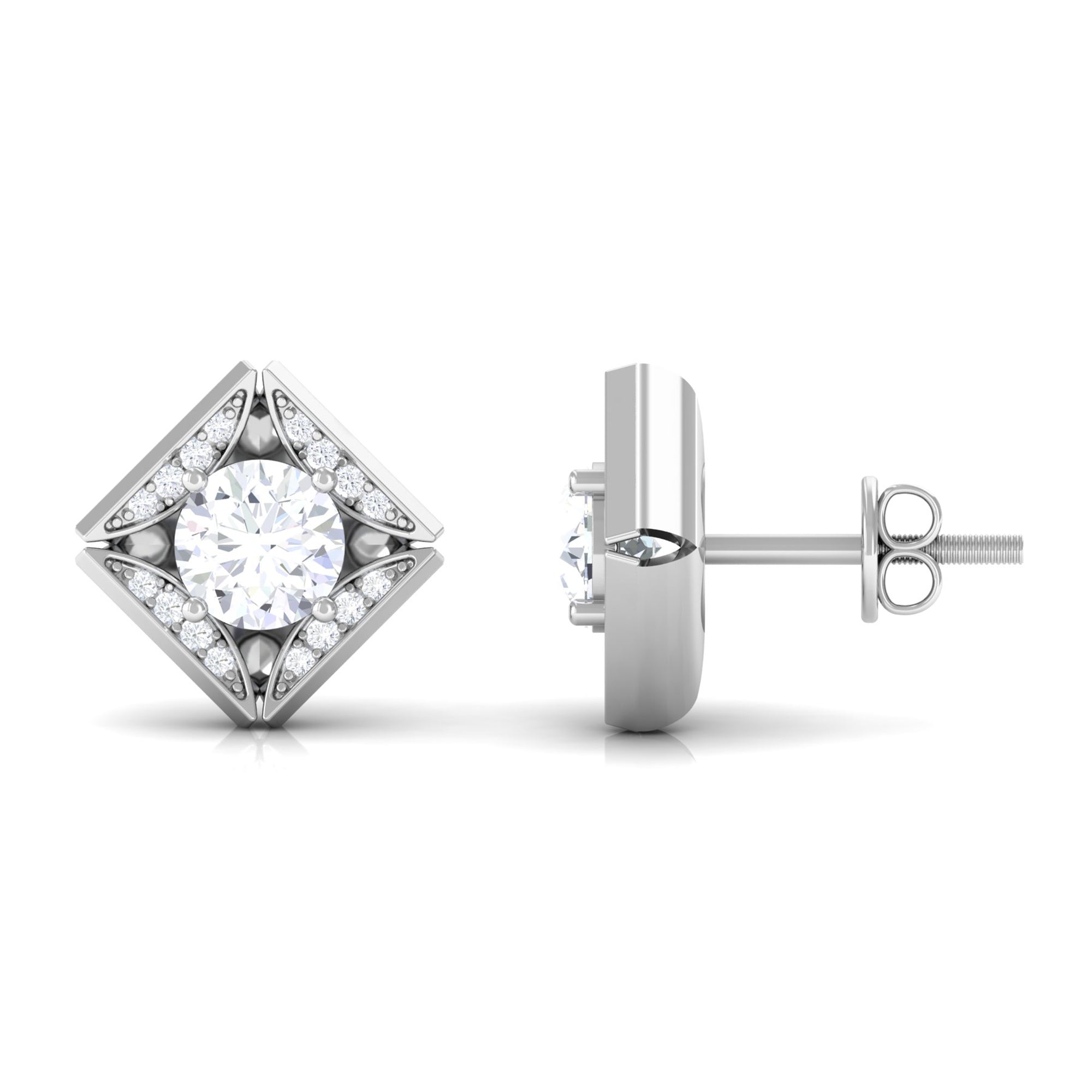 Rosec Jewels-Classic Lab Grown Diamond Stud Earrings With Screw Back