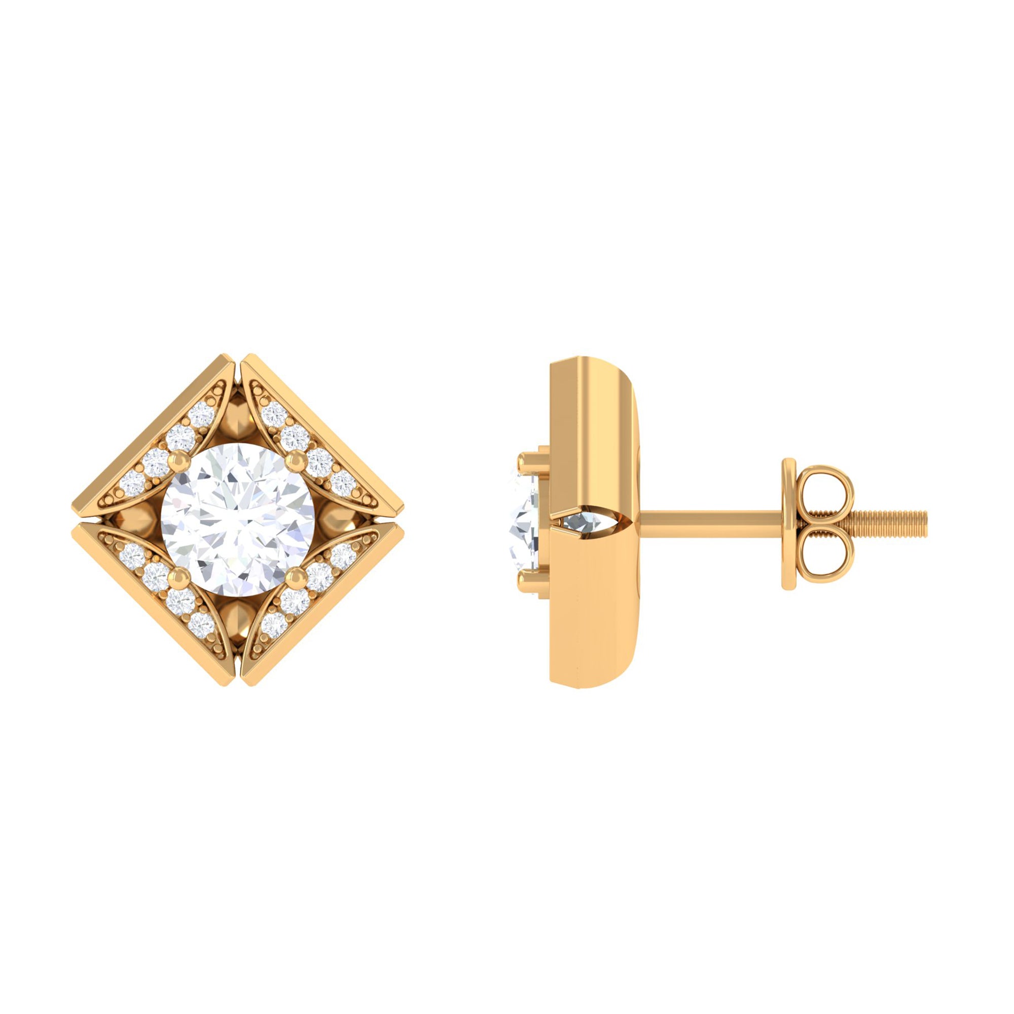 Rosec Jewels-Classic Lab Grown Diamond Stud Earrings With Screw Back