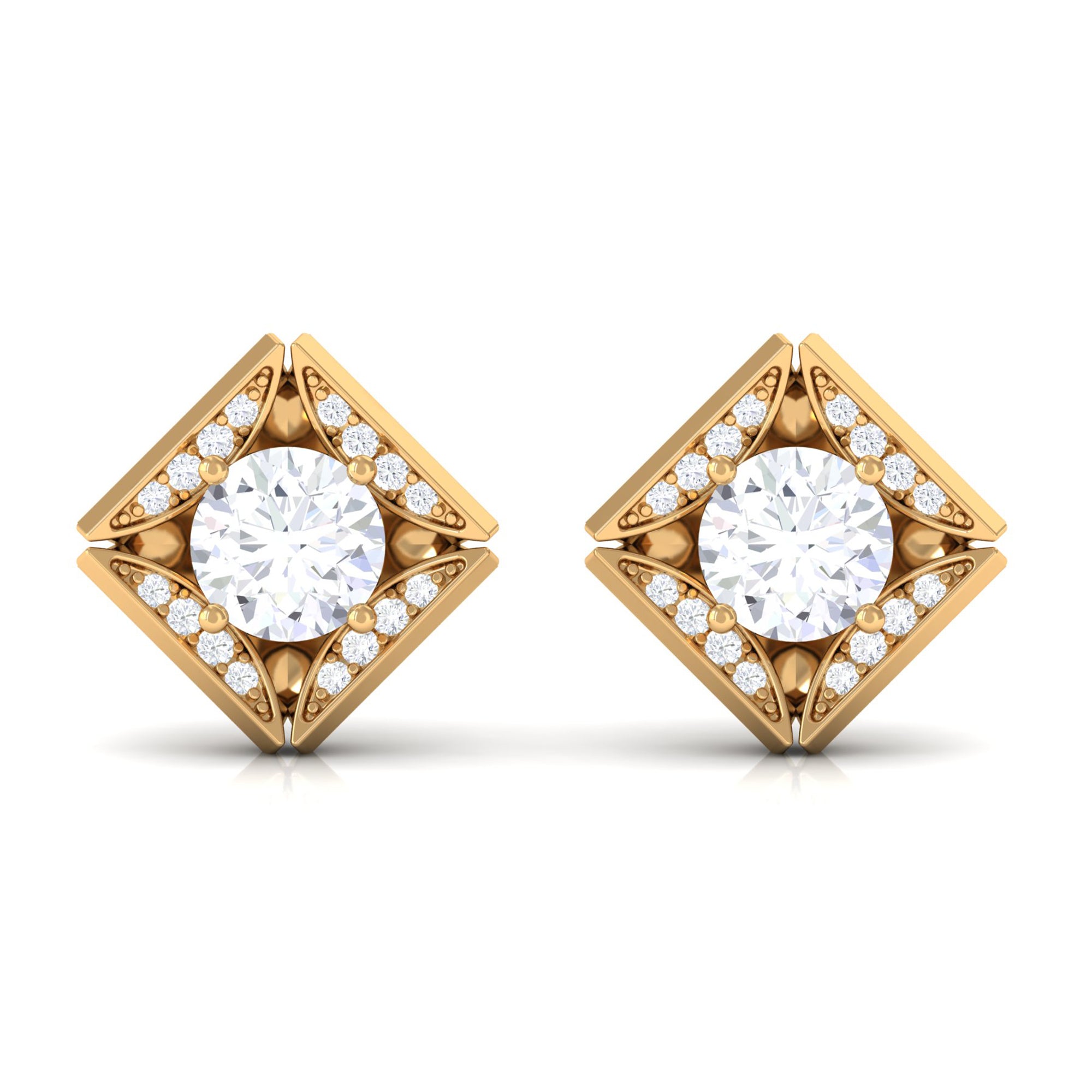 Rosec Jewels-Classic Lab Grown Diamond Stud Earrings With Screw Back