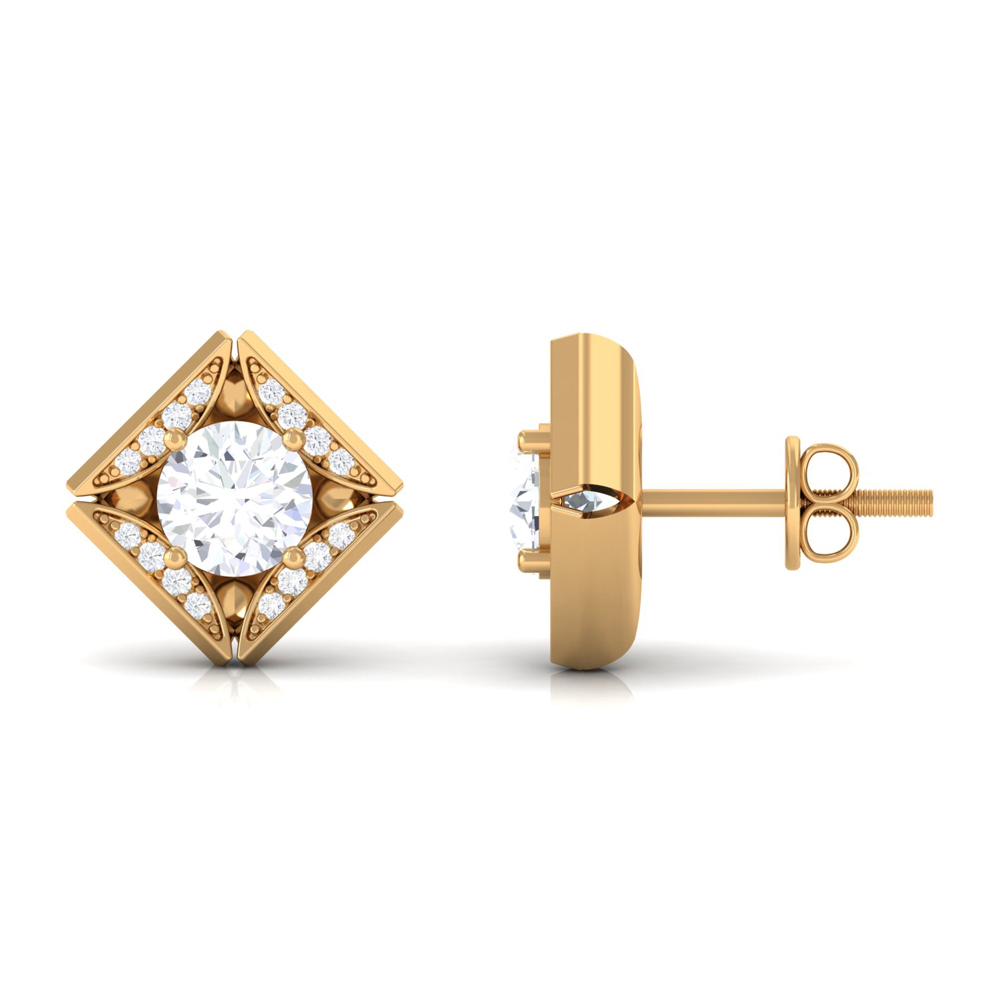 Rosec Jewels-Classic Lab Grown Diamond Stud Earrings With Screw Back