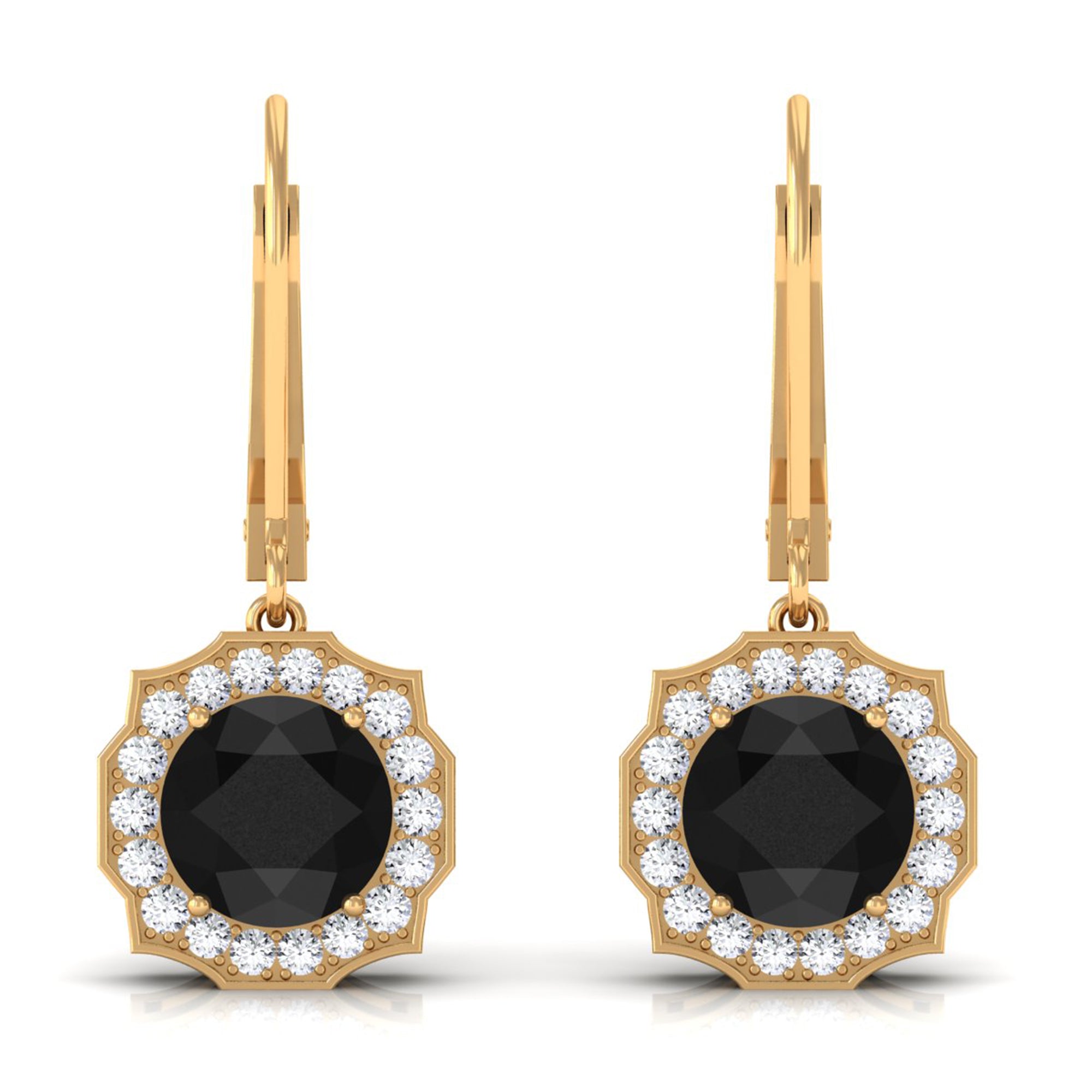 Rosec Jewels-Lab Grown Black Diamond Drop Earrings with Diamond Halo