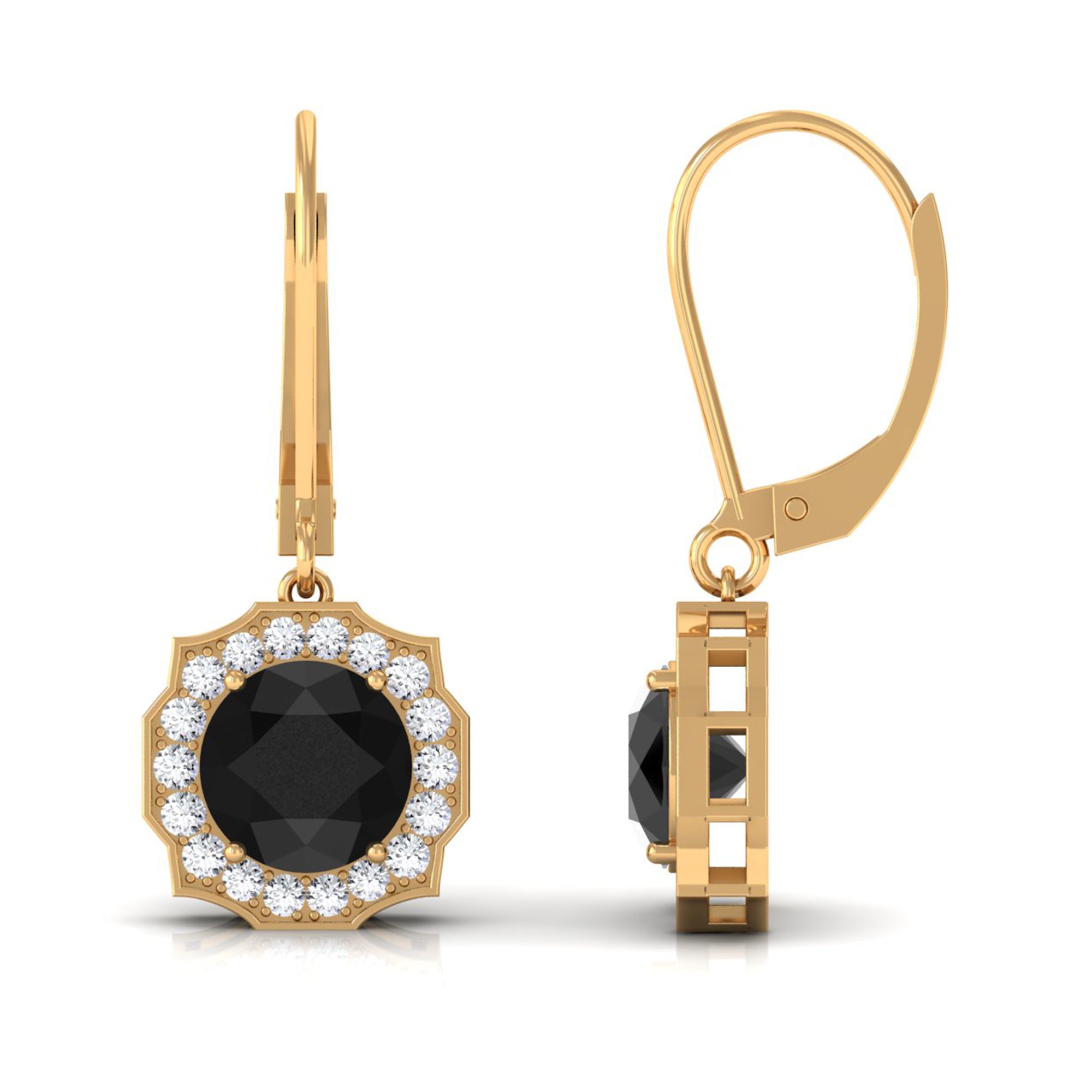 Rosec Jewels-Lab Grown Black Diamond Drop Earrings with Diamond Halo