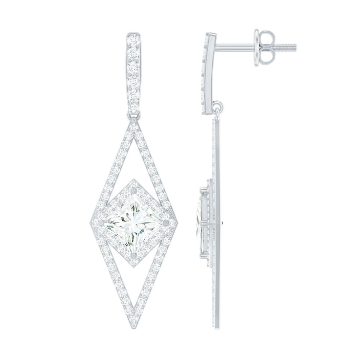 Certified Lab Grown Wedding Dangle Earrings